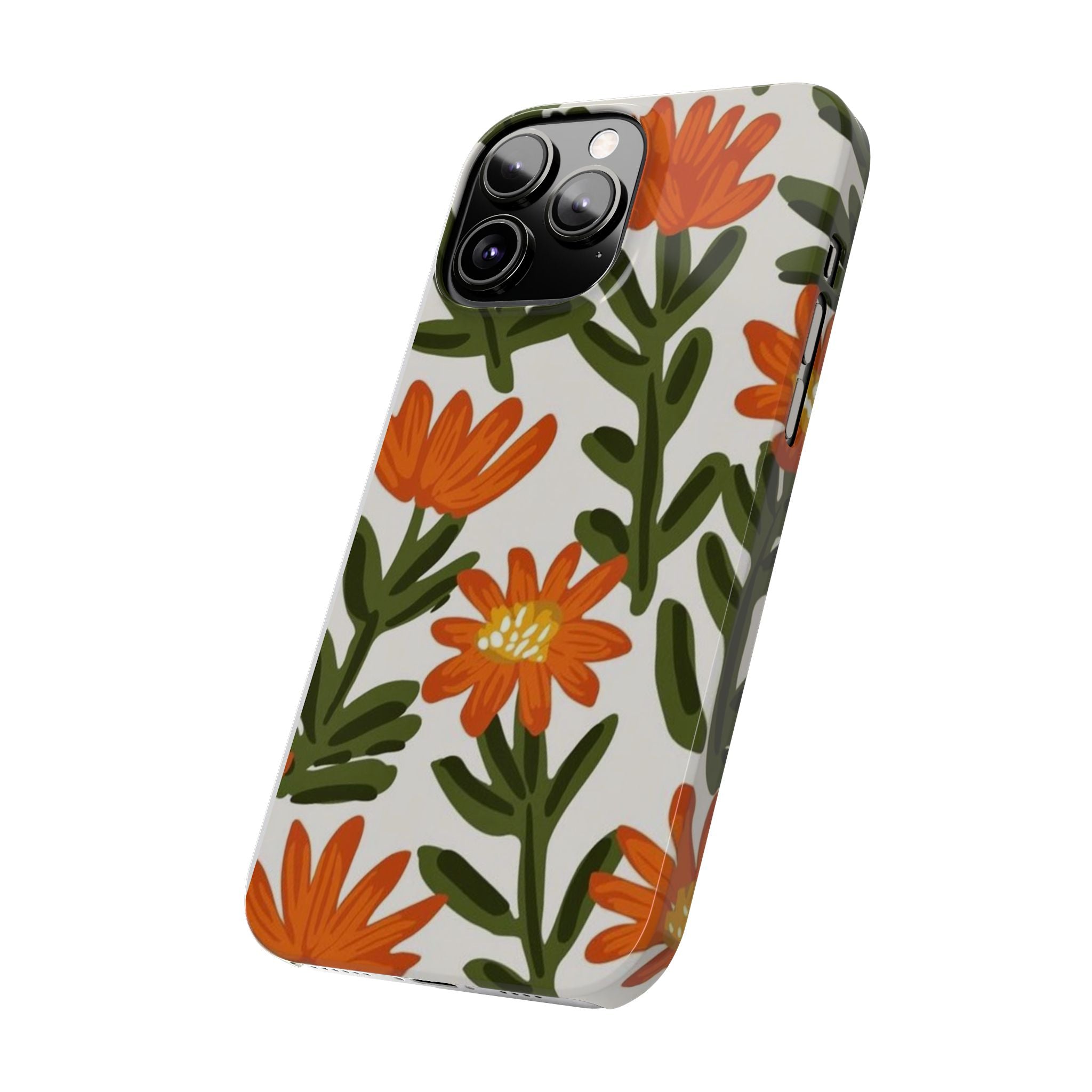 Orange Floral Botanical Pattern Case