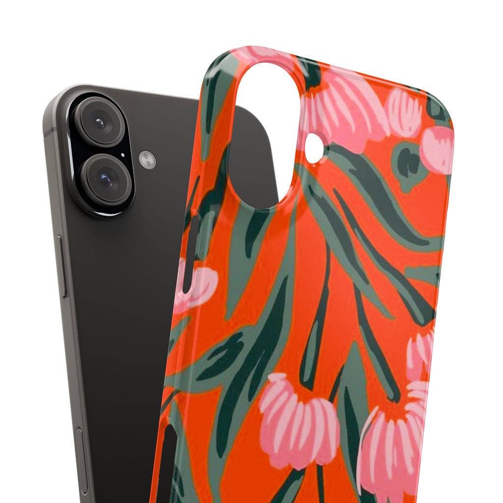Pink Petal on Orange Background