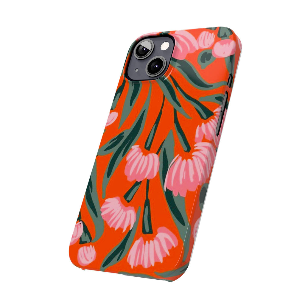 Pink Petal on Orange Background