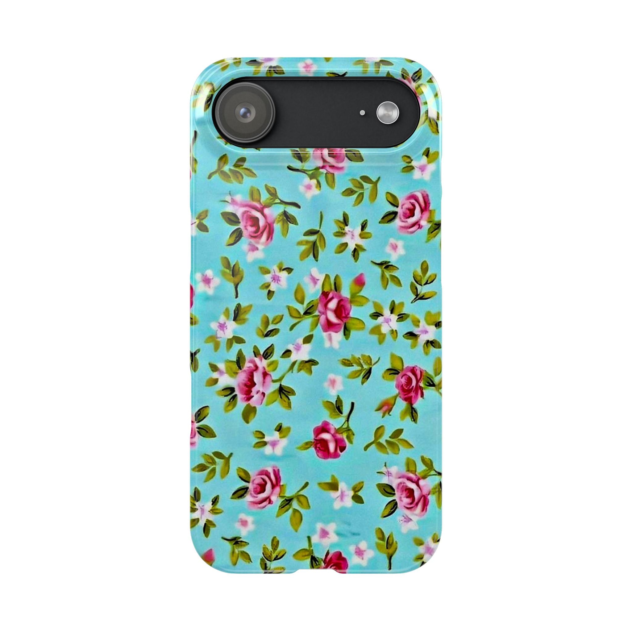 Vintage Pink Roses on Aqua Case