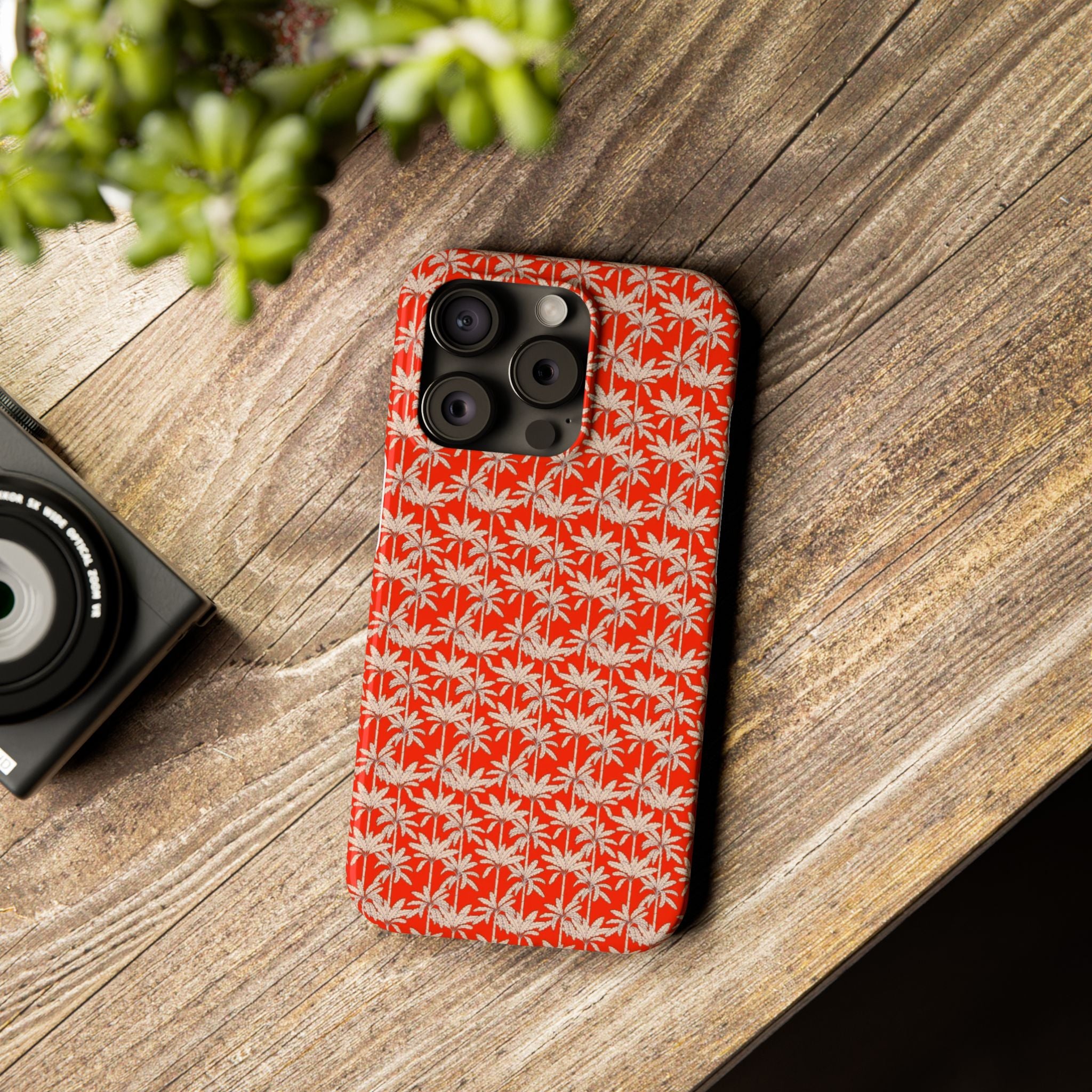 Red Tropical Palm Pattern Case