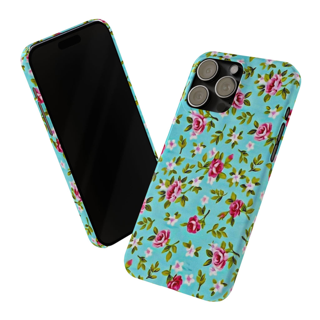 Vintage Pink Roses on Aqua Case