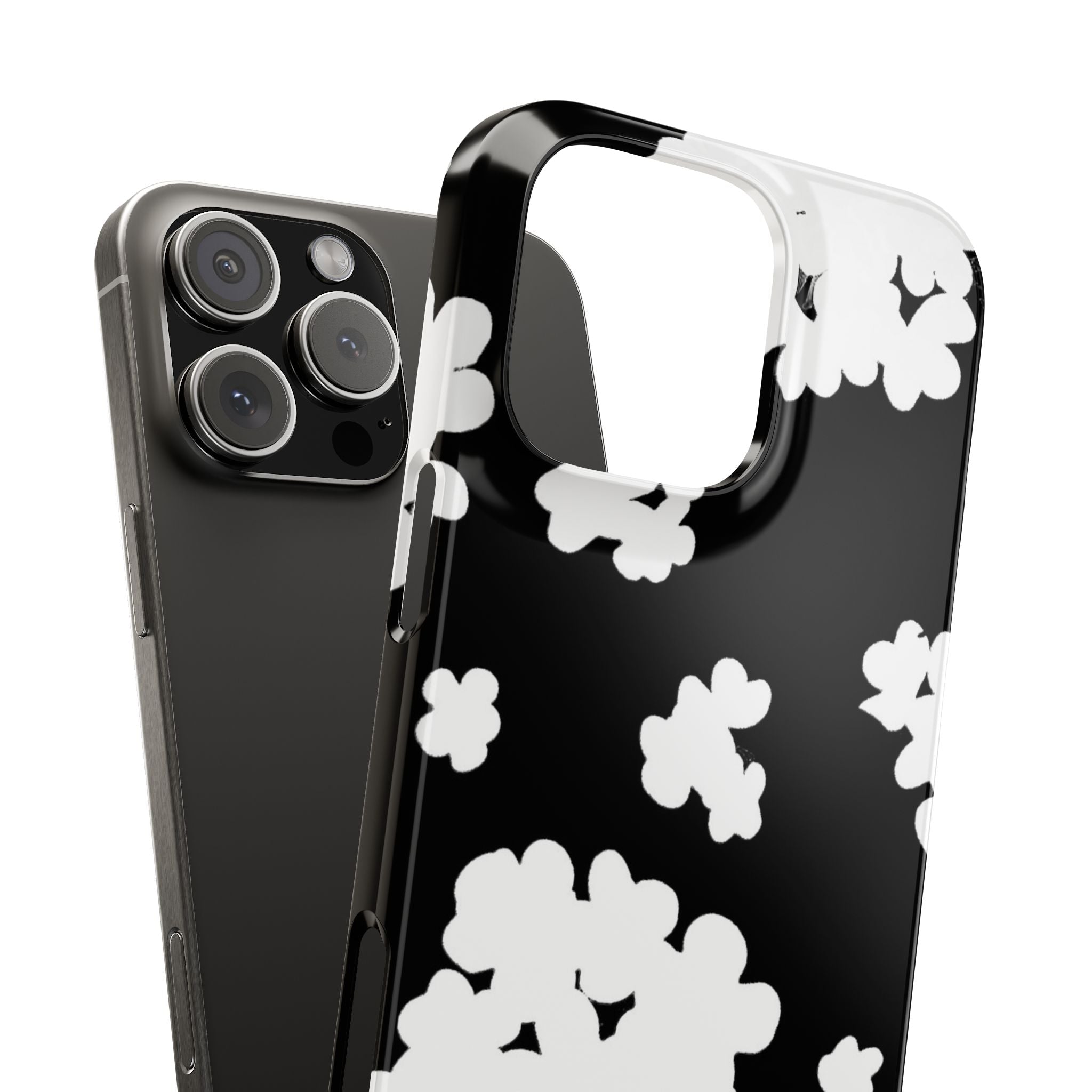 Black & White Abstract Flower Pattern Case