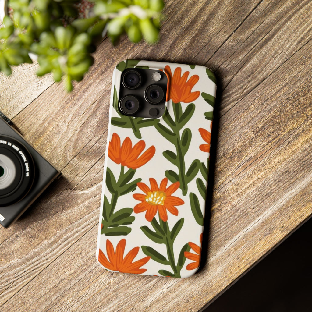 Orange Floral Botanical Pattern Case
