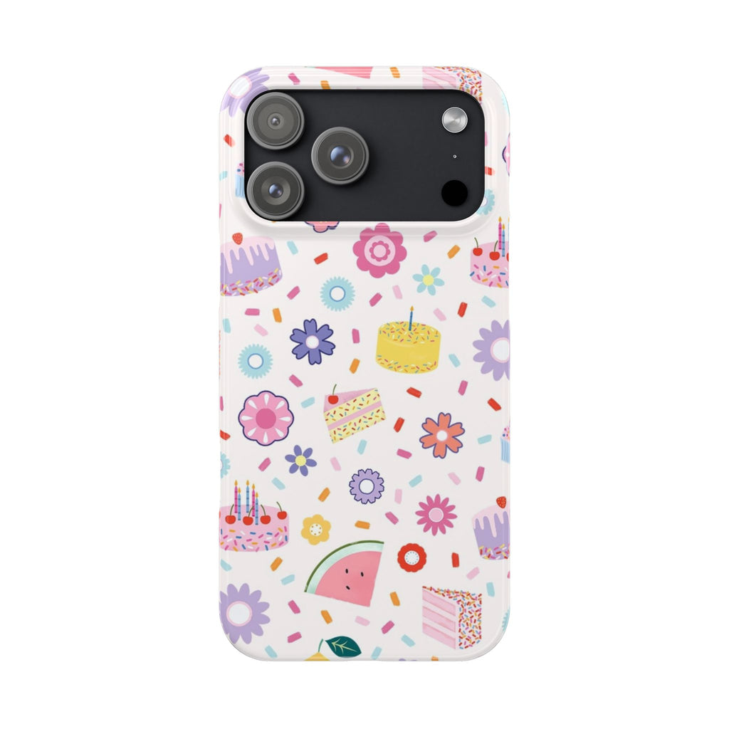 Cute Pastel Birthday Cake & Flowers Pattern