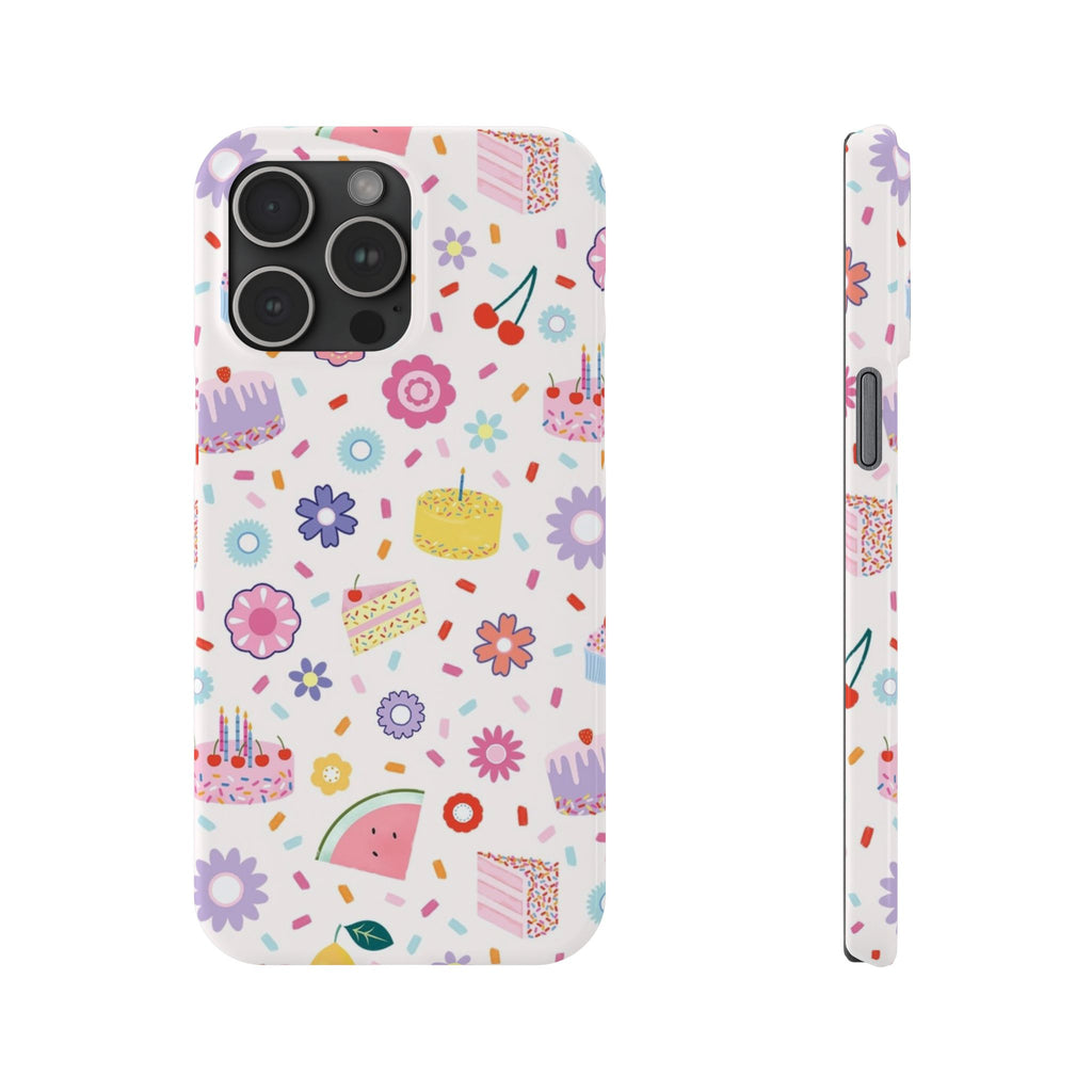 Cute Pastel Birthday Cake & Flowers Pattern