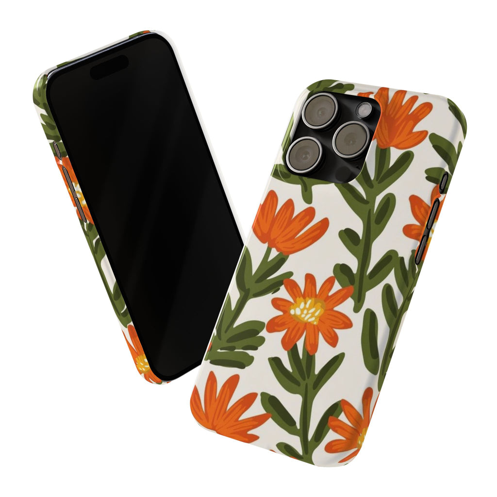 Orange Floral Botanical Pattern Case