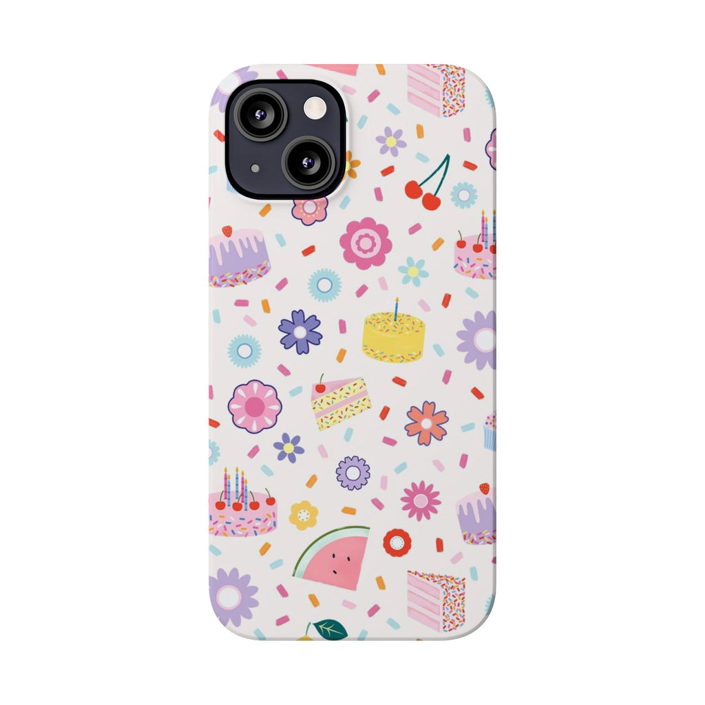 Cute Pastel Birthday Cake & Flowers Pattern