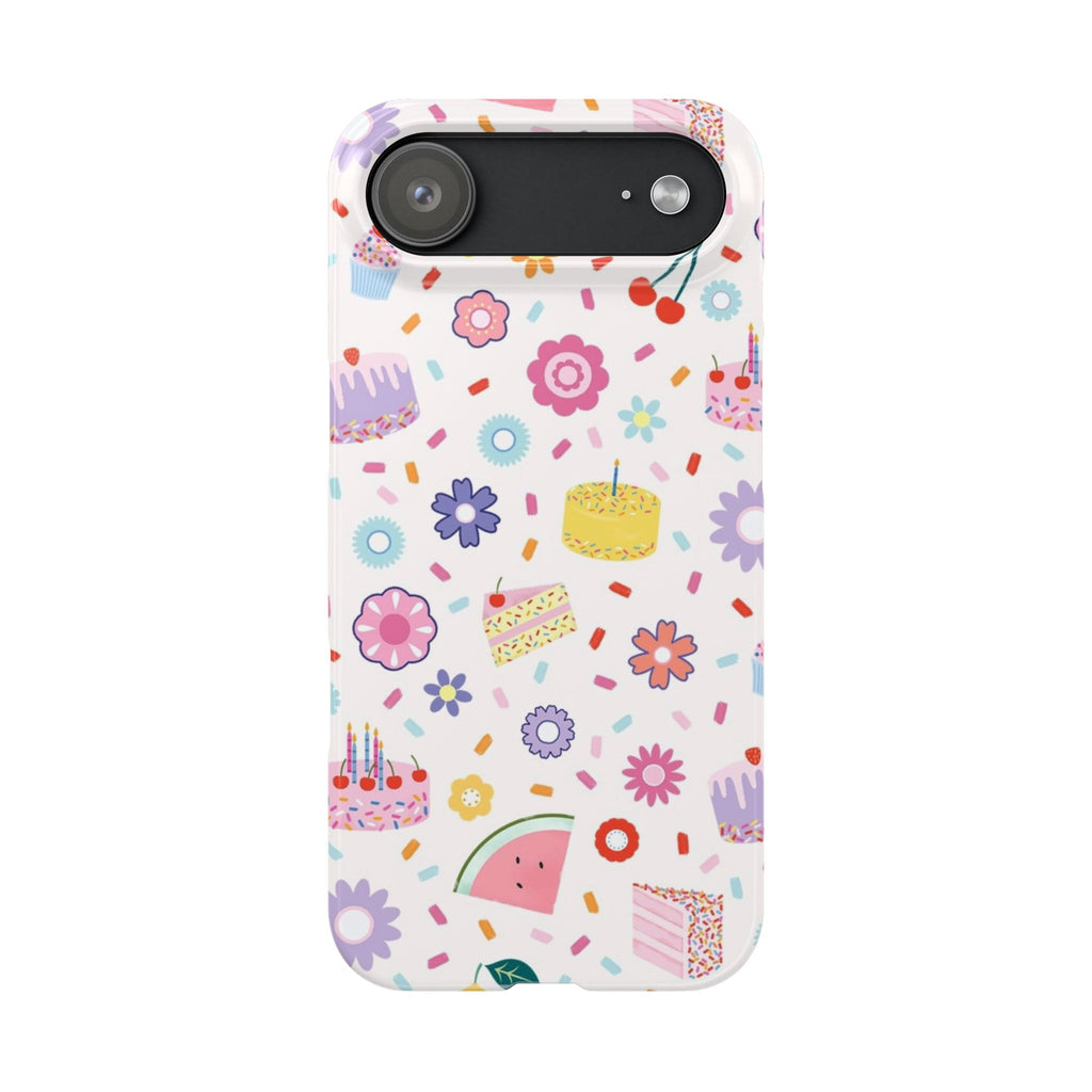 Cute Pastel Birthday Cake & Flowers Pattern