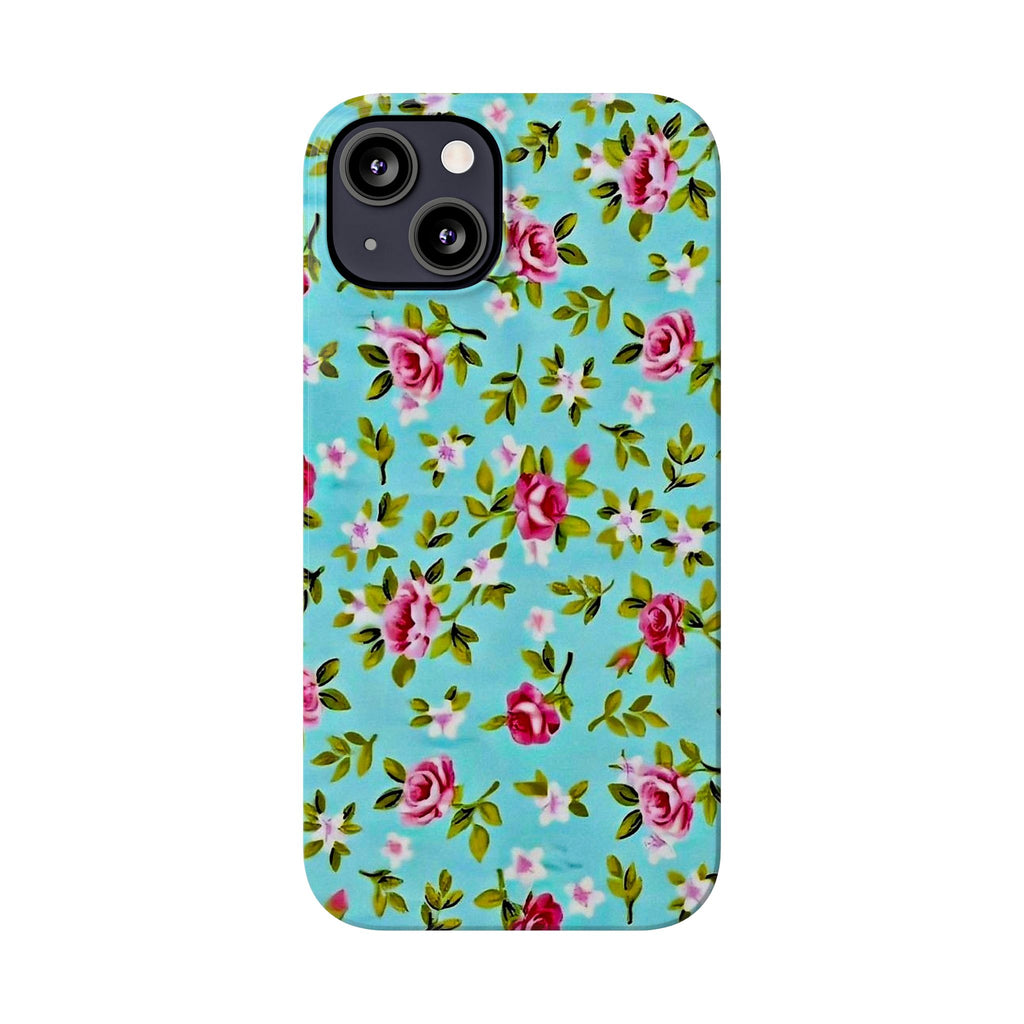 Vintage Pink Roses on Aqua Case