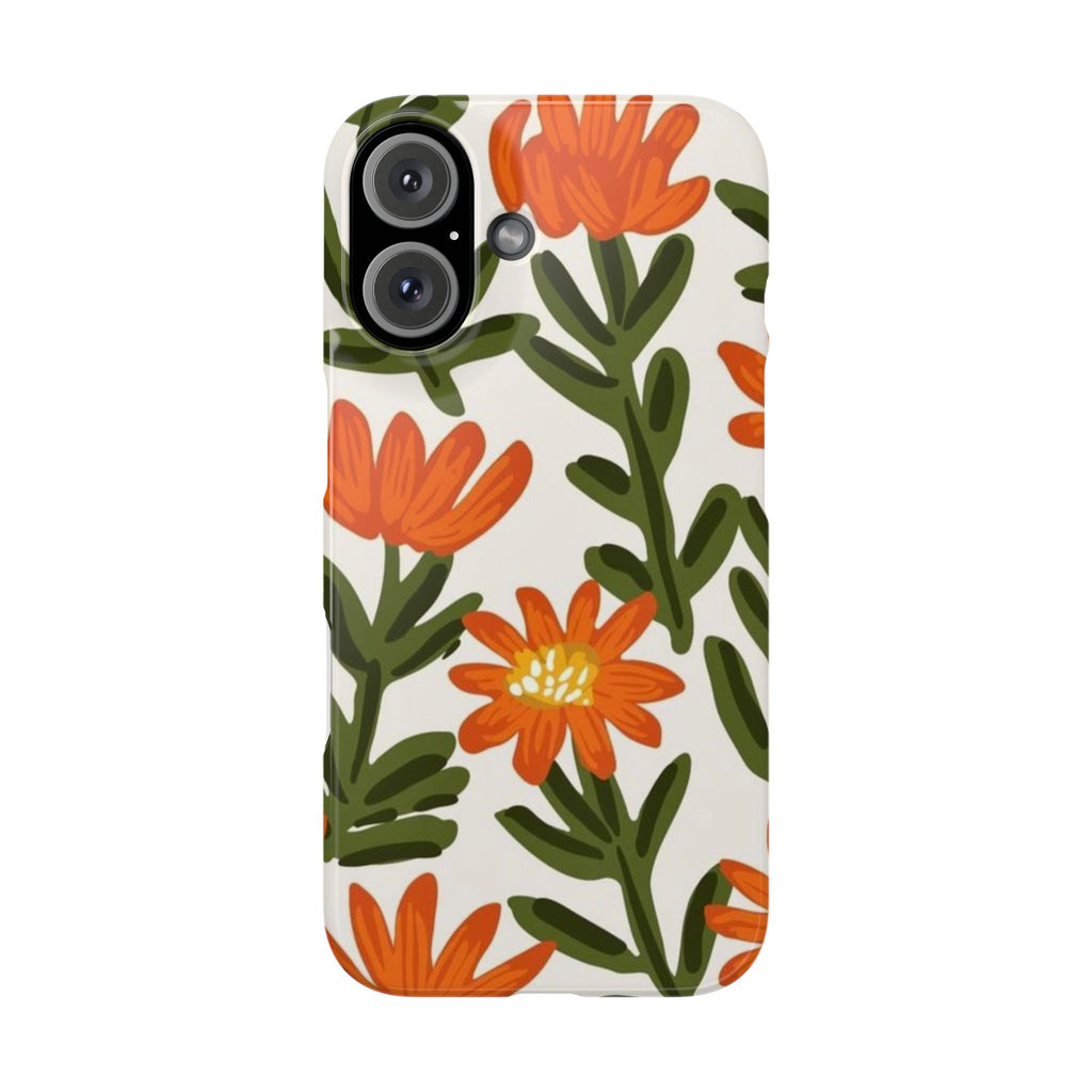 Orange Floral Botanical Pattern Case