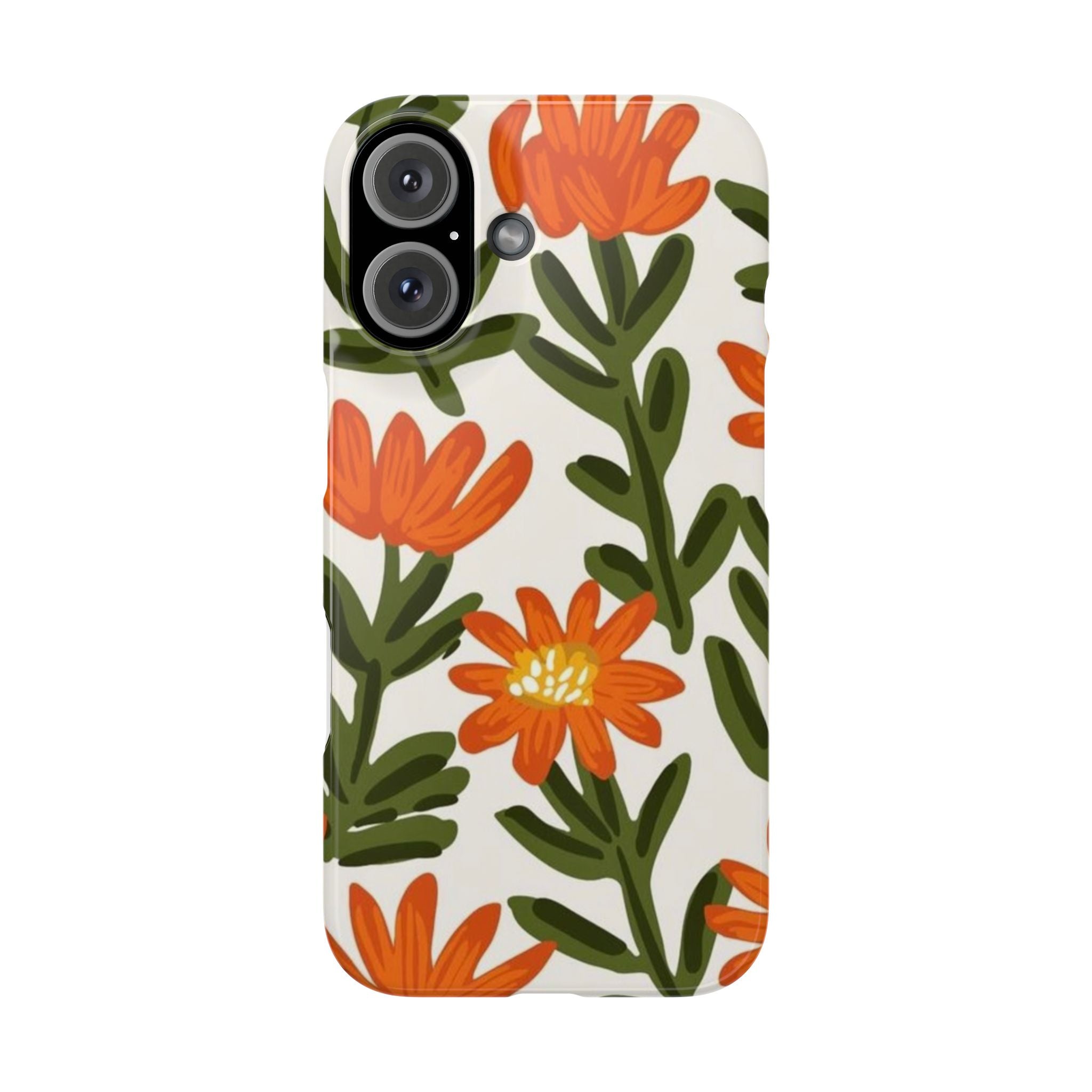 Orange Floral Botanical Pattern Case