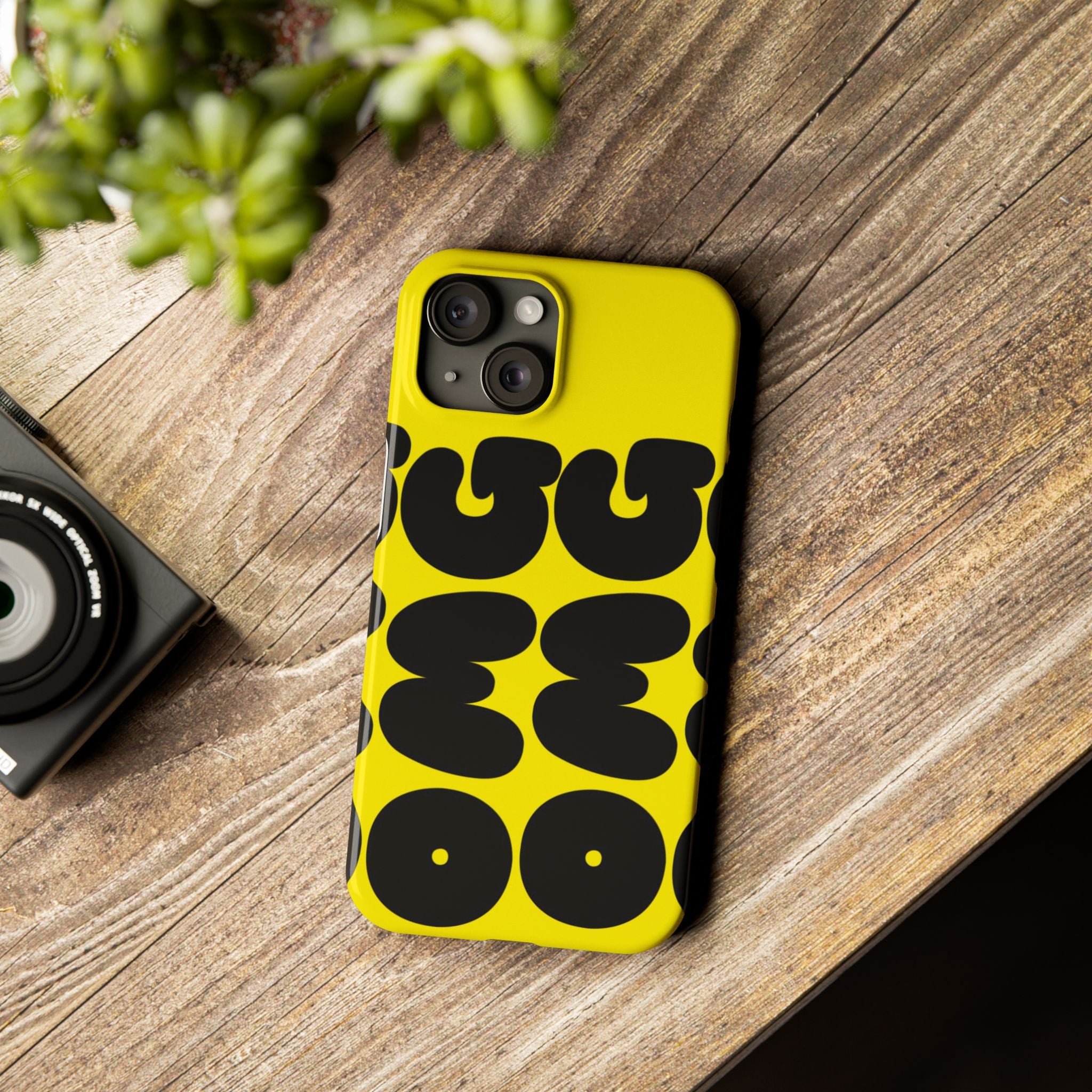 Yellow Retro Bubble Pattern Slim Phone Case