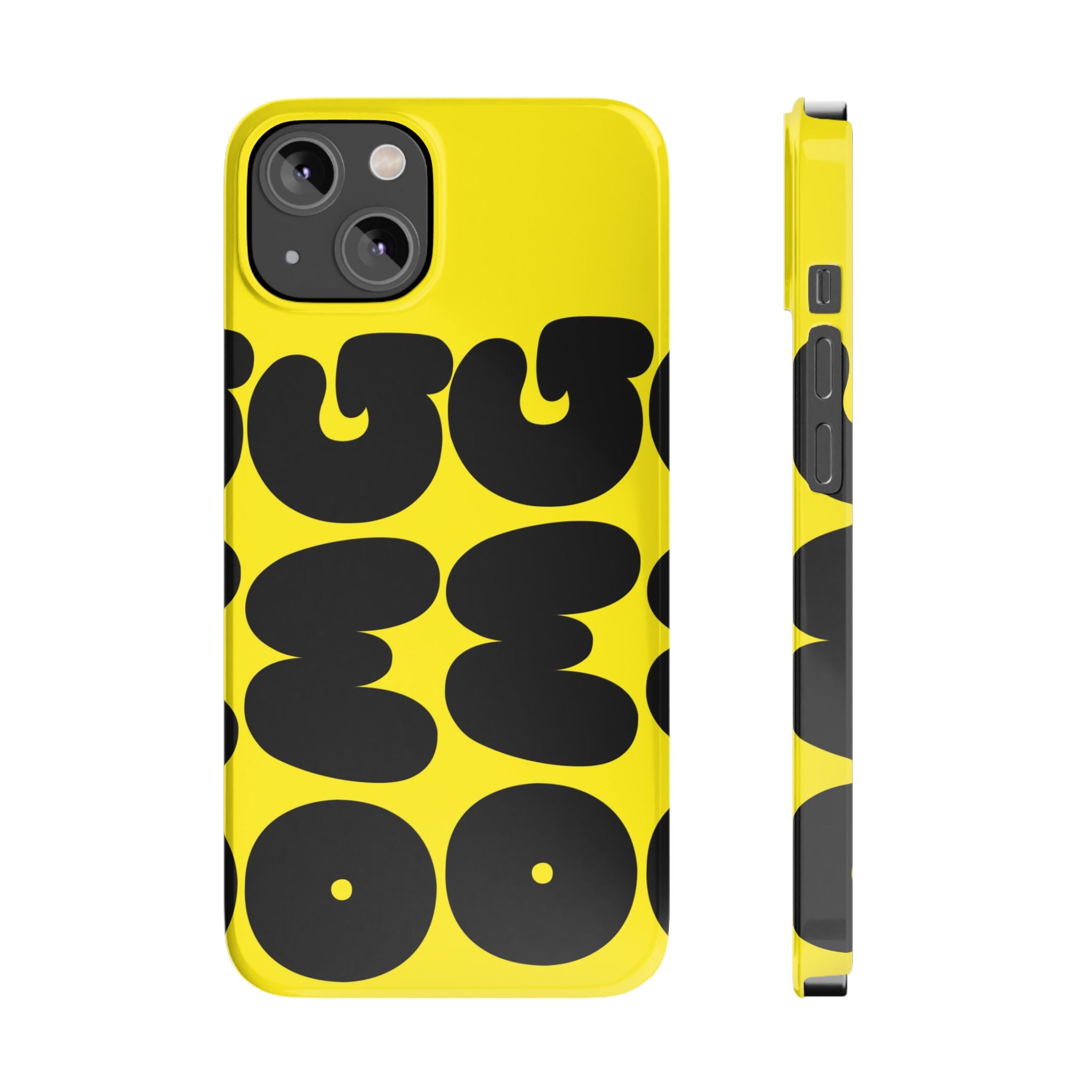 Yellow Retro Bubble Pattern Slim Phone Case