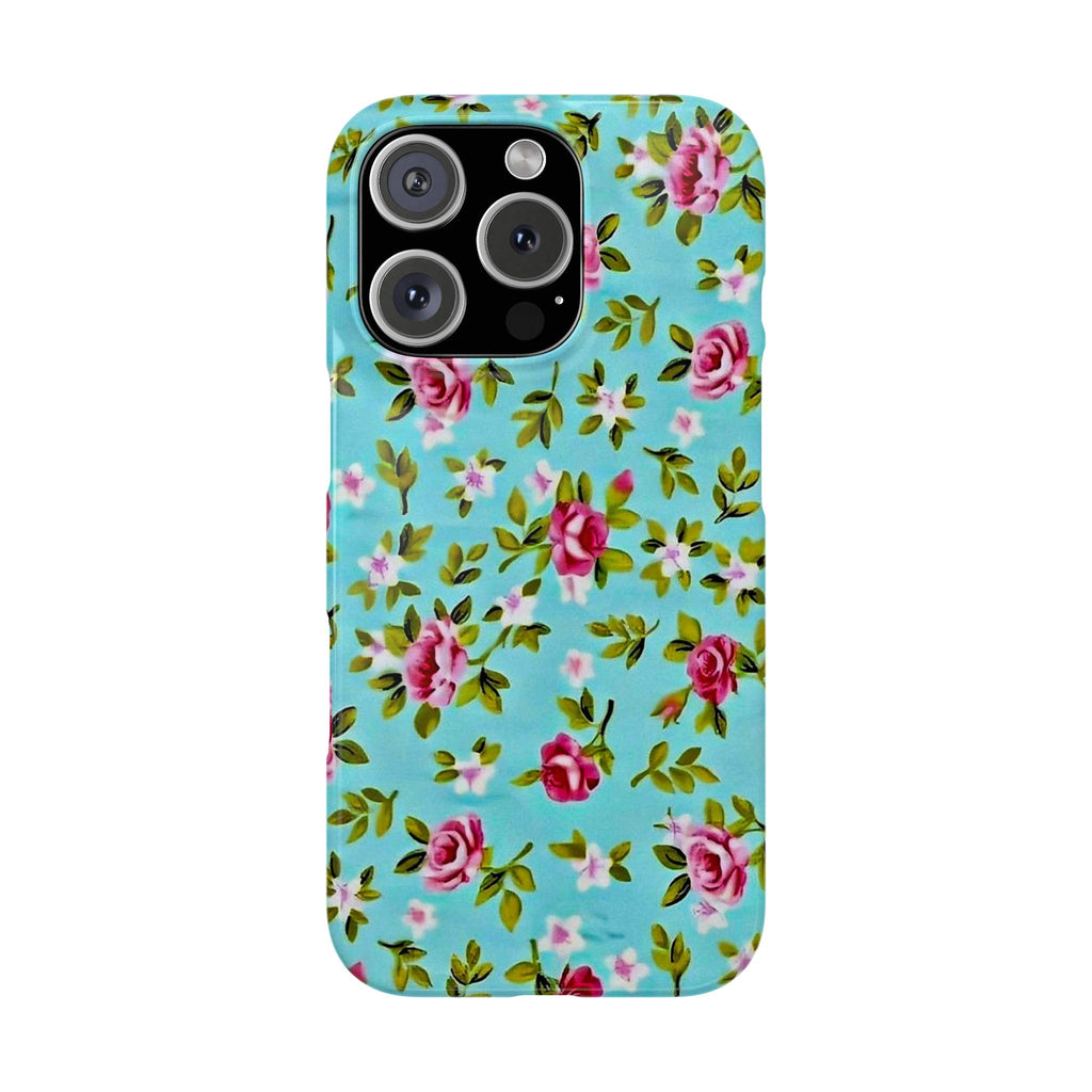 Vintage Pink Roses on Aqua Case