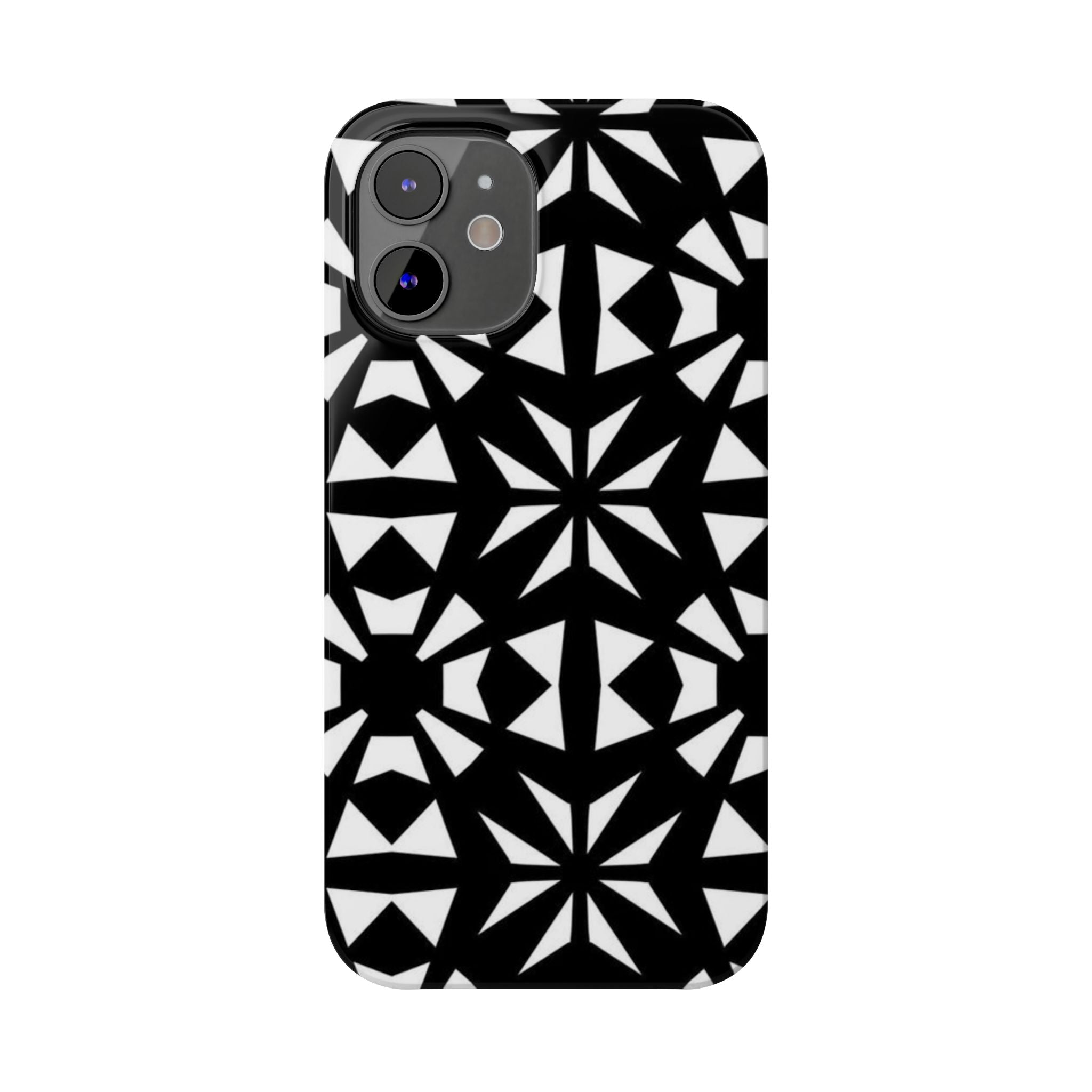 Black & White Geometric Case — Kaleidoscope Star Pattern