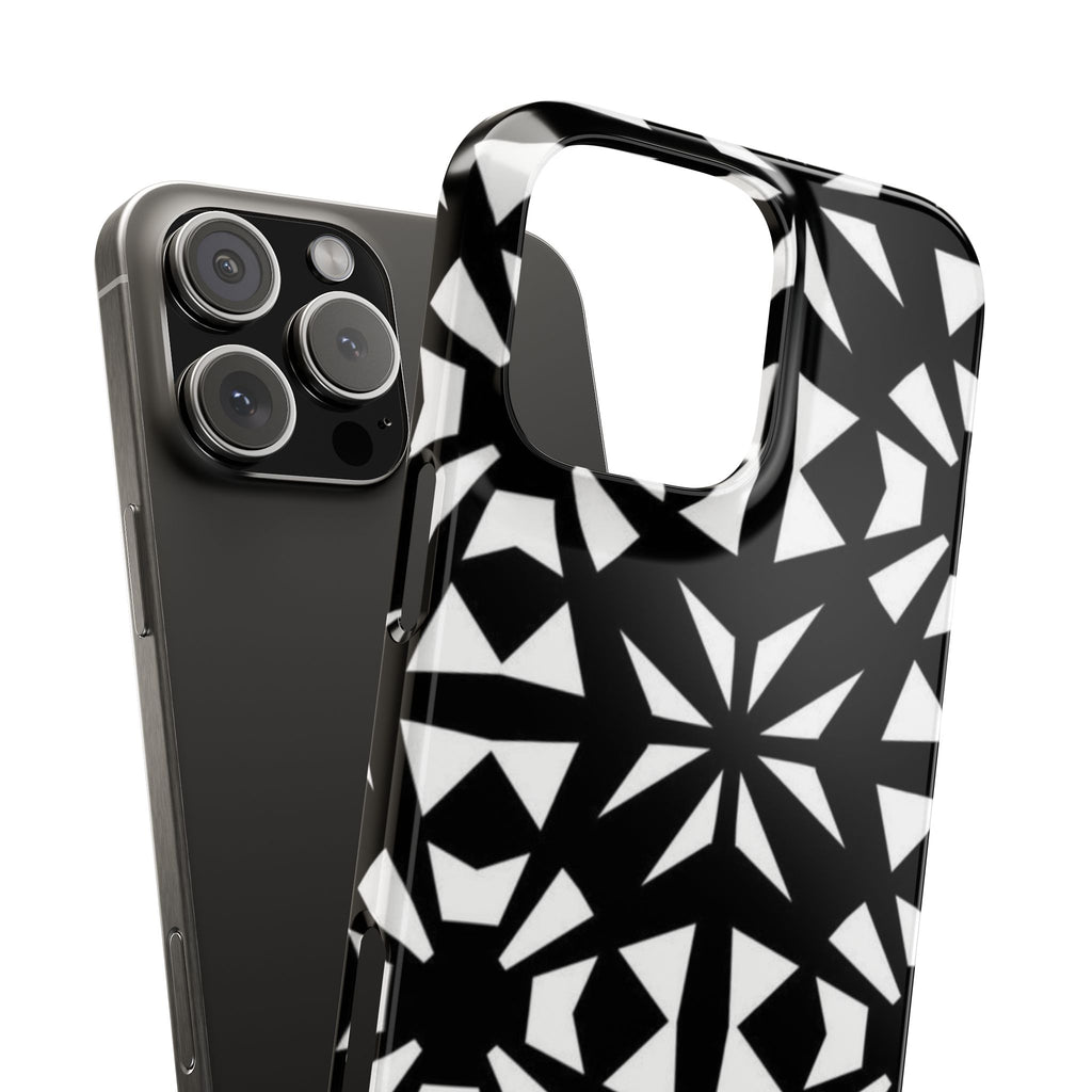 Black & White Geometric Case — Kaleidoscope Star Pattern