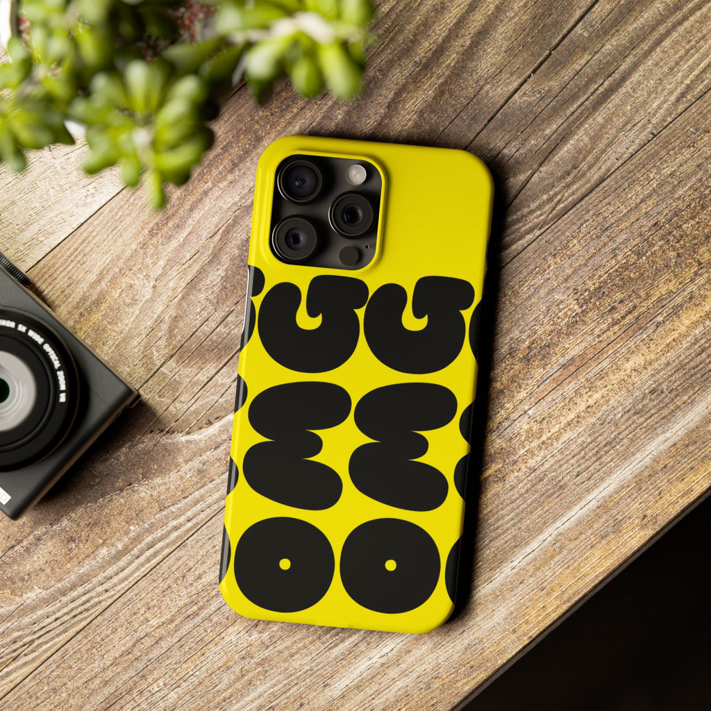 Yellow Retro Bubble Pattern Slim Phone Case