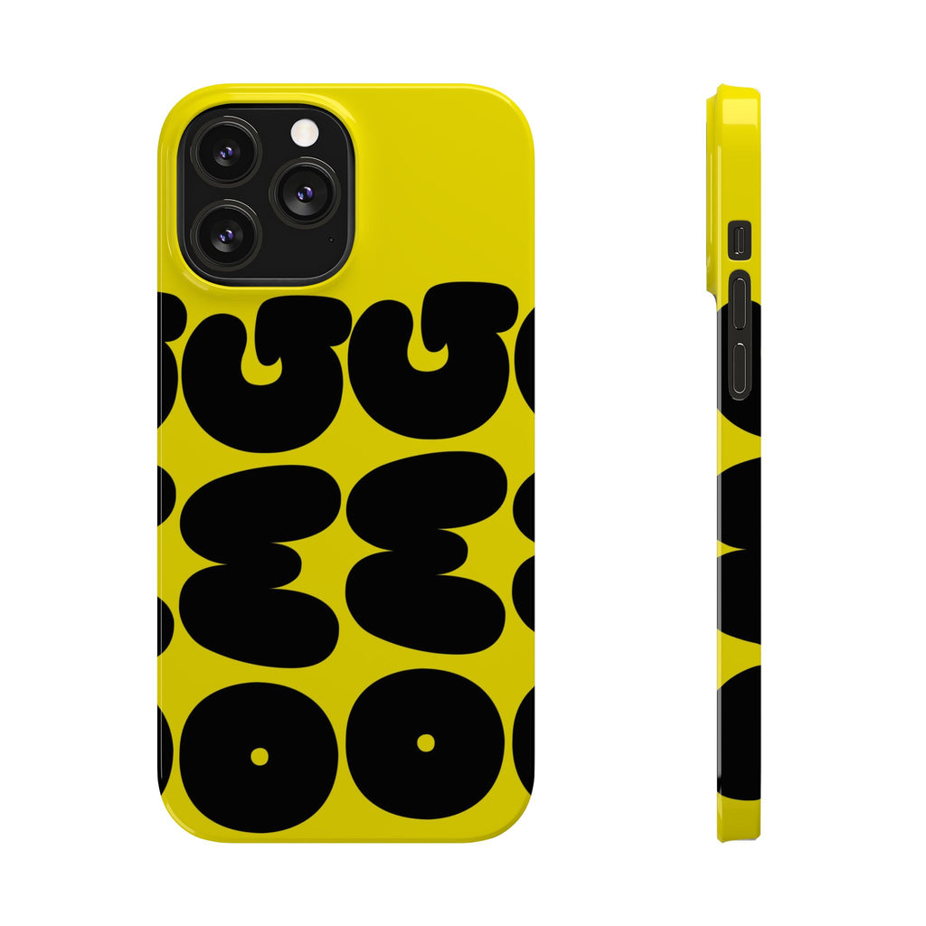 Yellow Retro Bubble Pattern Slim Phone Case