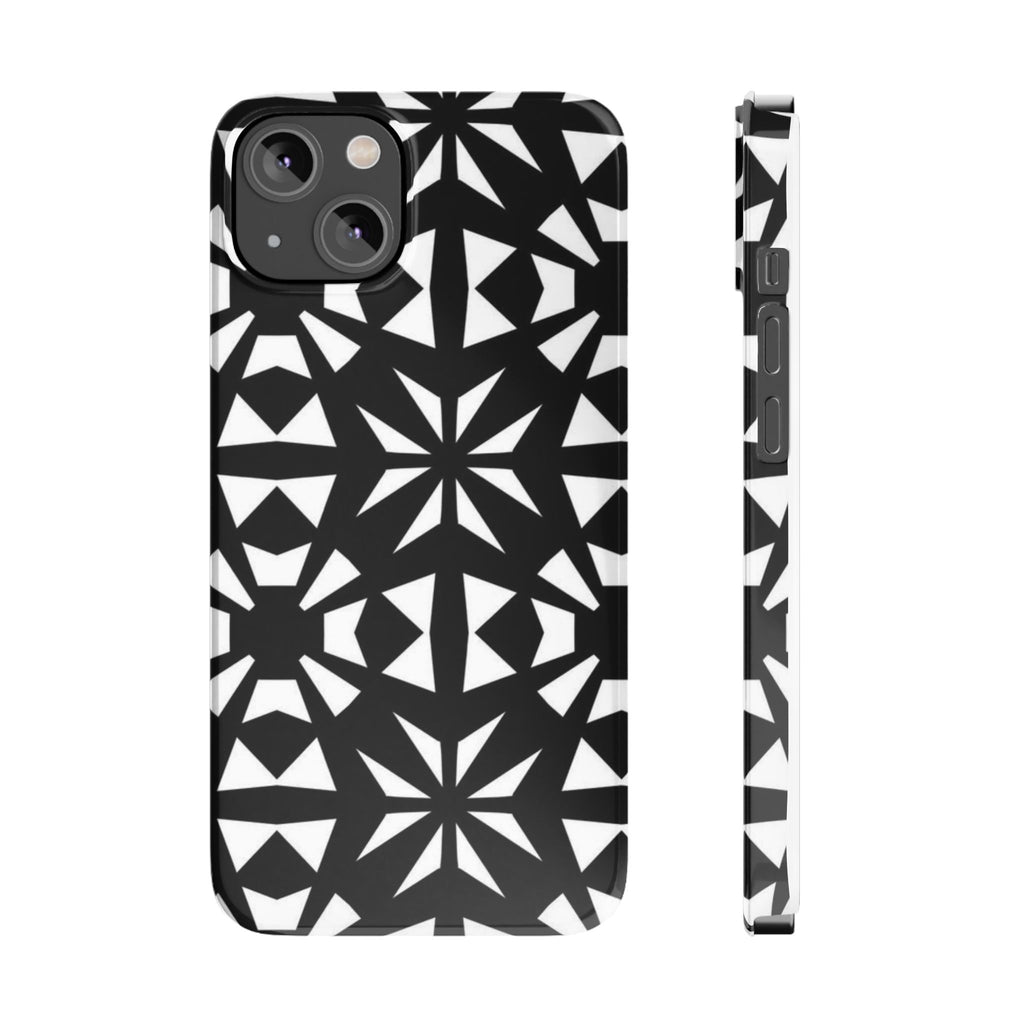 Black & White Geometric Case — Kaleidoscope Star Pattern