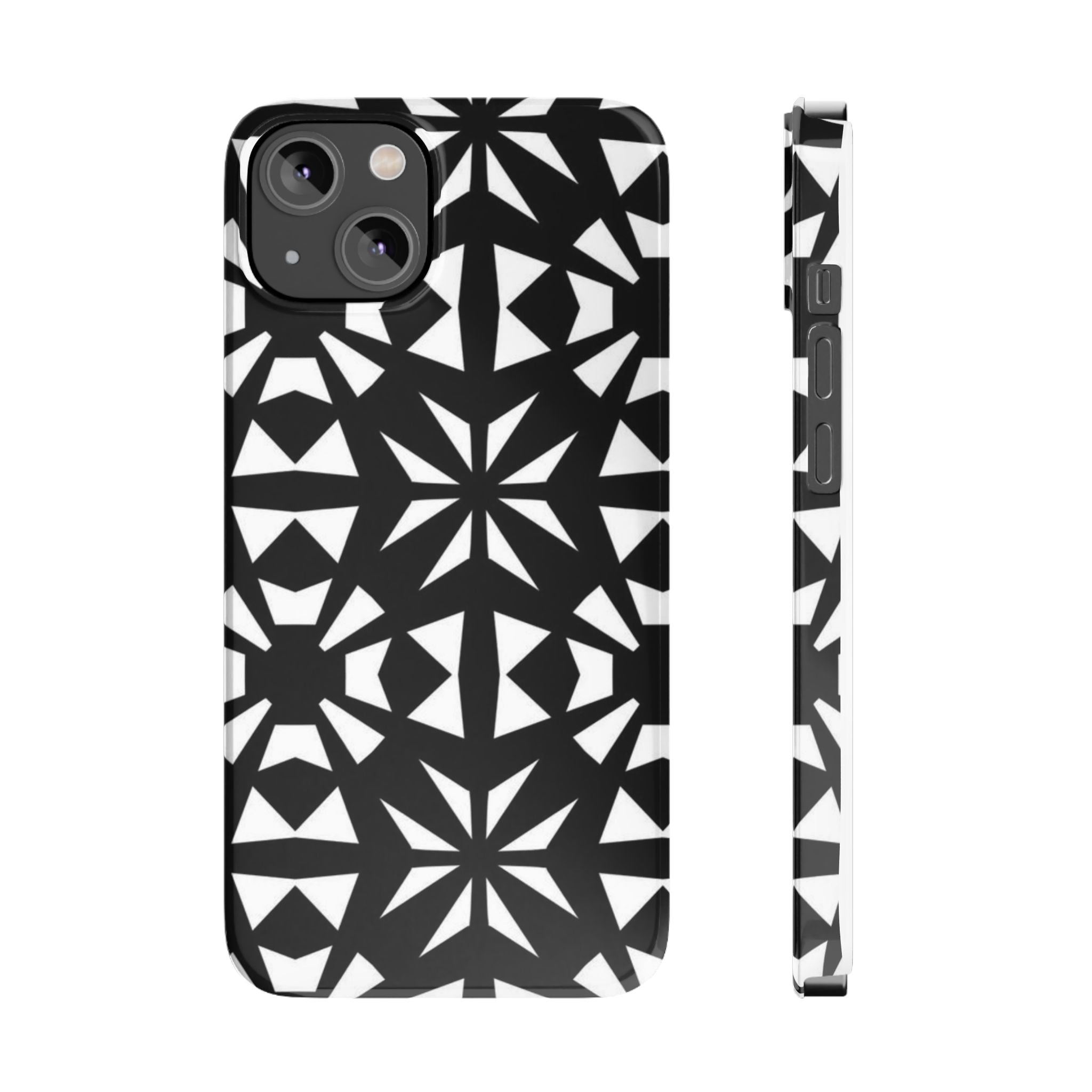 Black & White Geometric Case — Kaleidoscope Star Pattern
