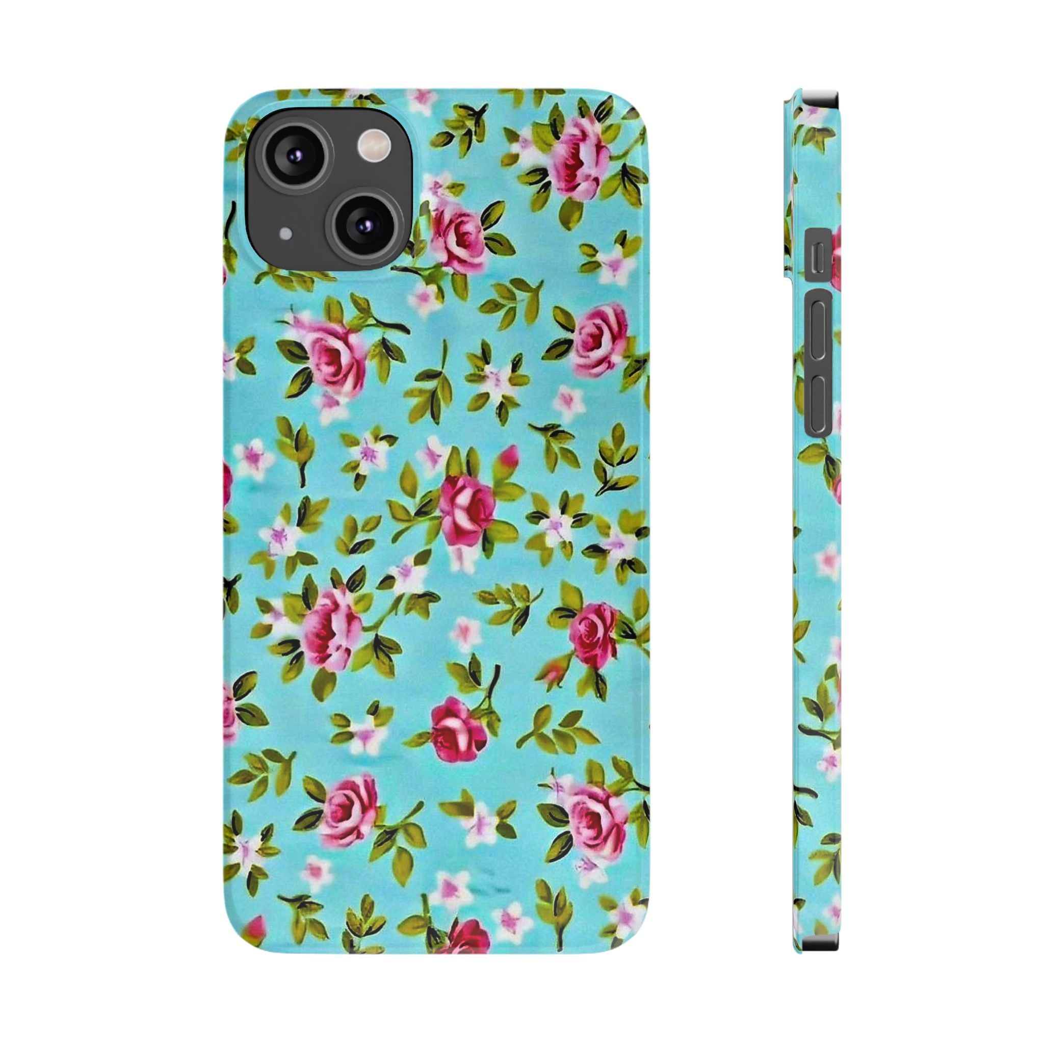 Vintage Pink Roses on Aqua Case