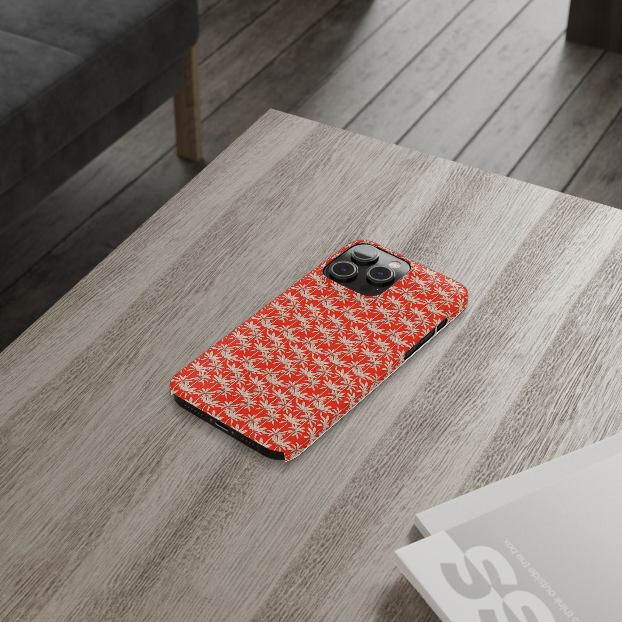 Red Tropical Palm Pattern Case