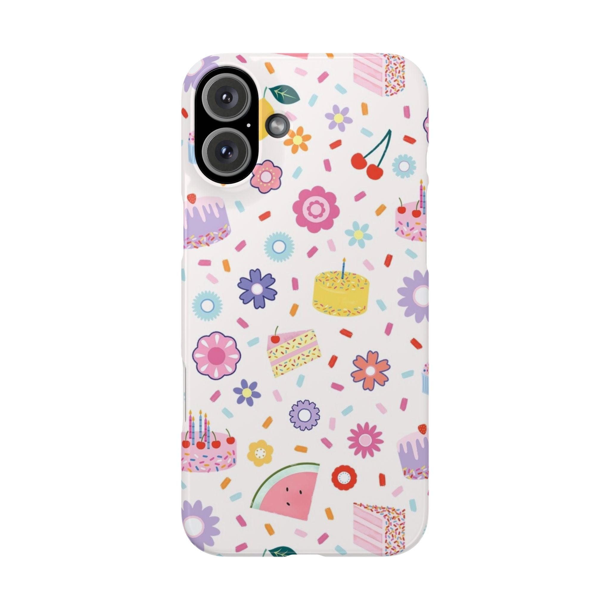 Cute Pastel Birthday Cake & Flowers Pattern