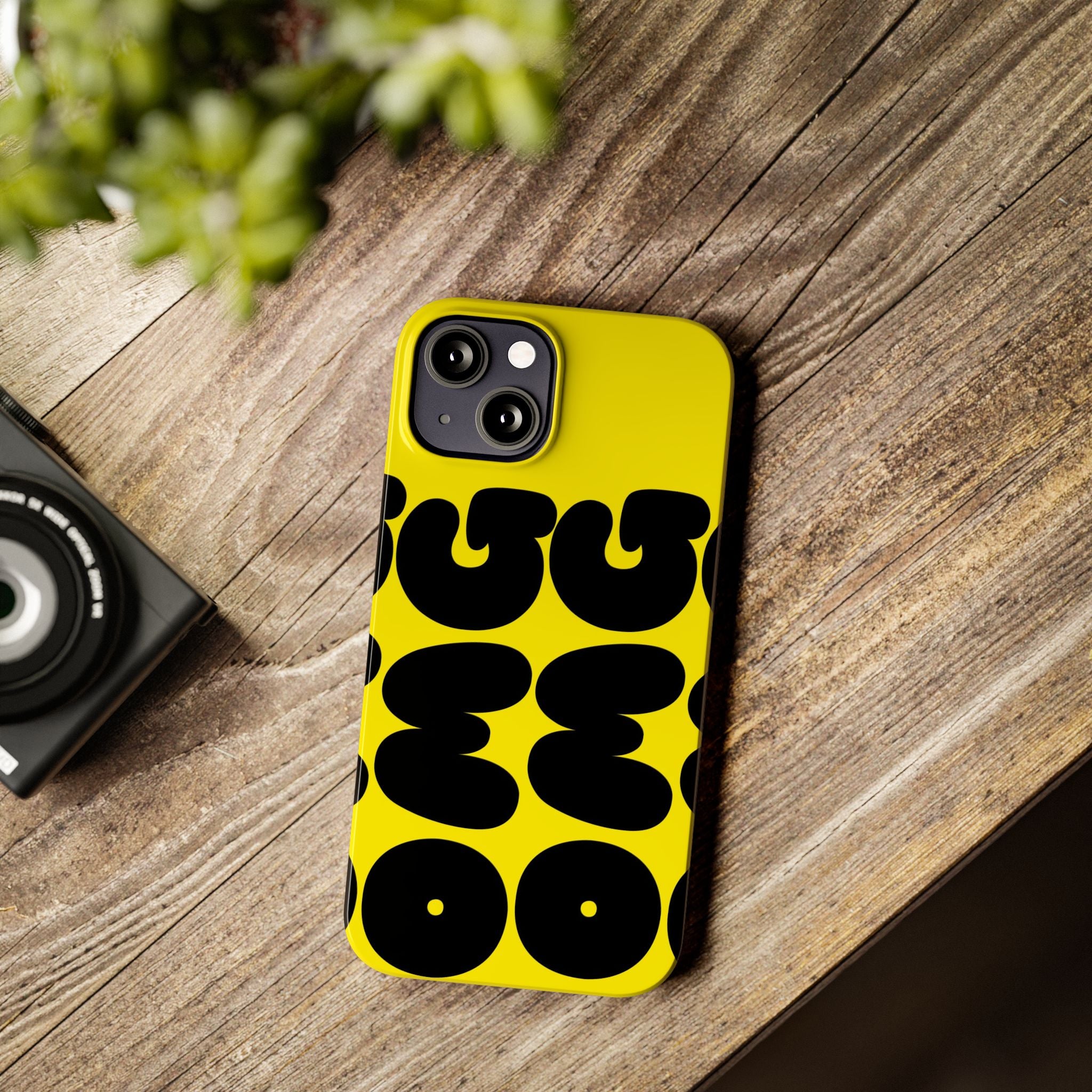 Yellow Retro Bubble Pattern Slim Phone Case