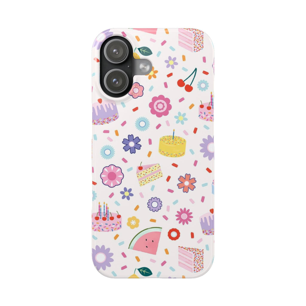 Cute Pastel Birthday Cake & Flowers Pattern
