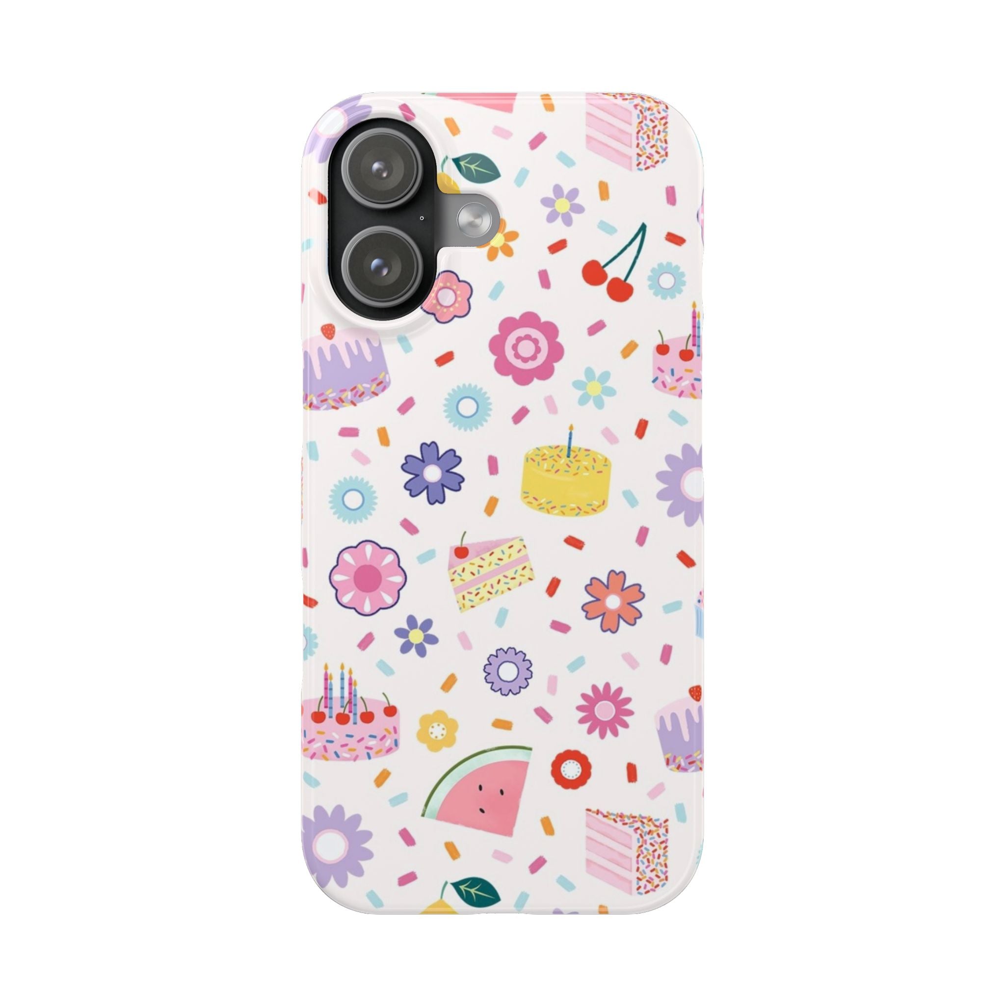 Cute Pastel Birthday Cake & Flowers Pattern