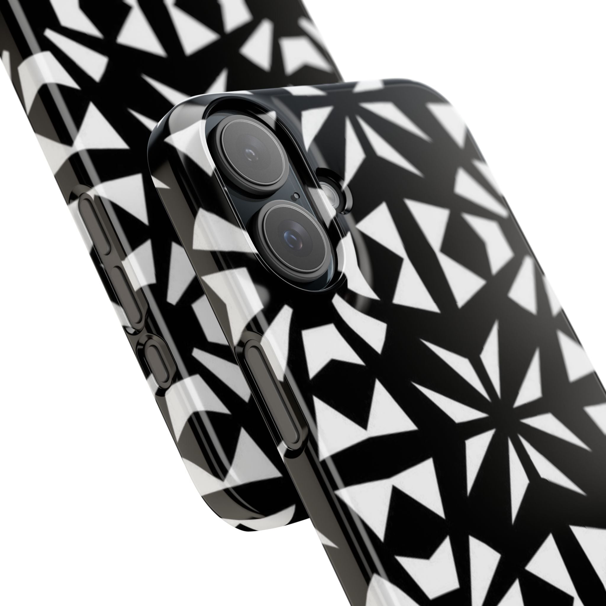 Black & White Geometric Case — Kaleidoscope Star Pattern