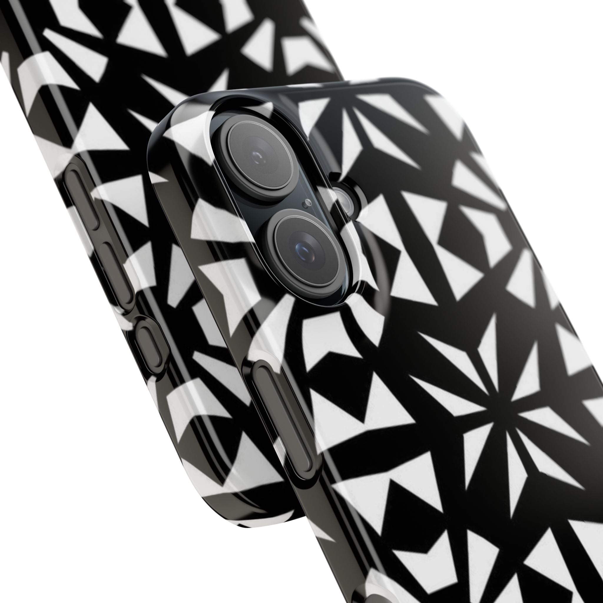 Black & White Geometric Case — Kaleidoscope Star Pattern