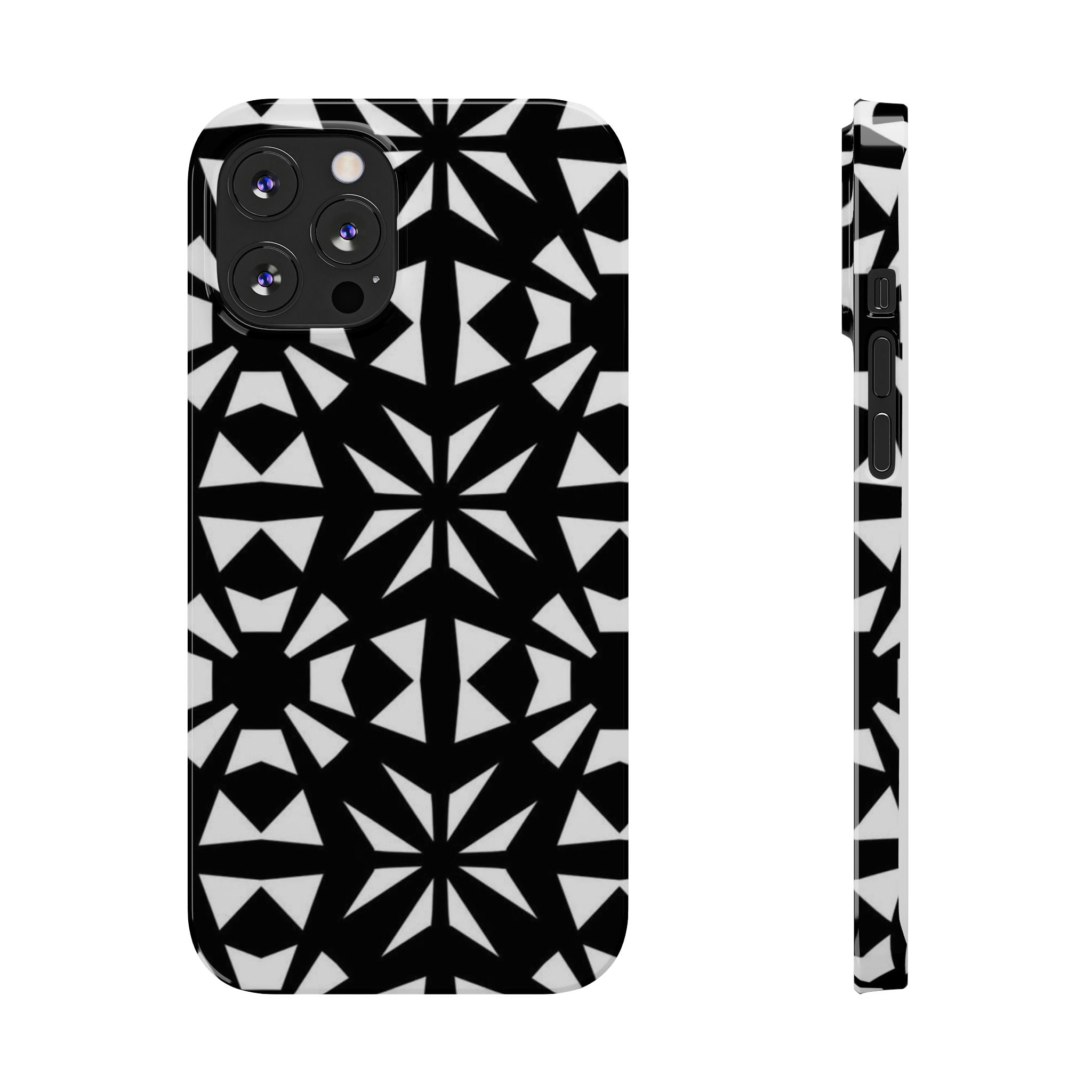 Black & White Geometric Case — Kaleidoscope Star Pattern