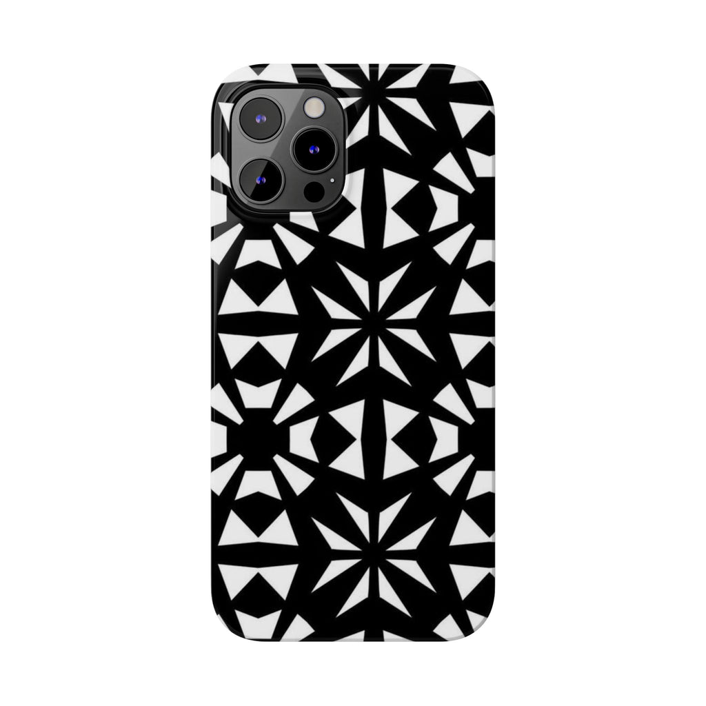 Black & White Geometric Case — Kaleidoscope Star Pattern