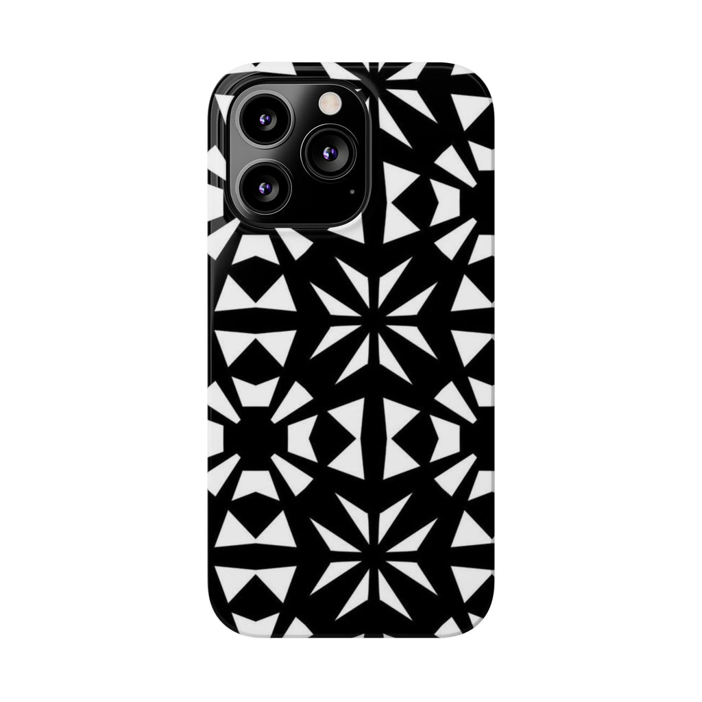 Black & White Geometric Case — Kaleidoscope Star Pattern
