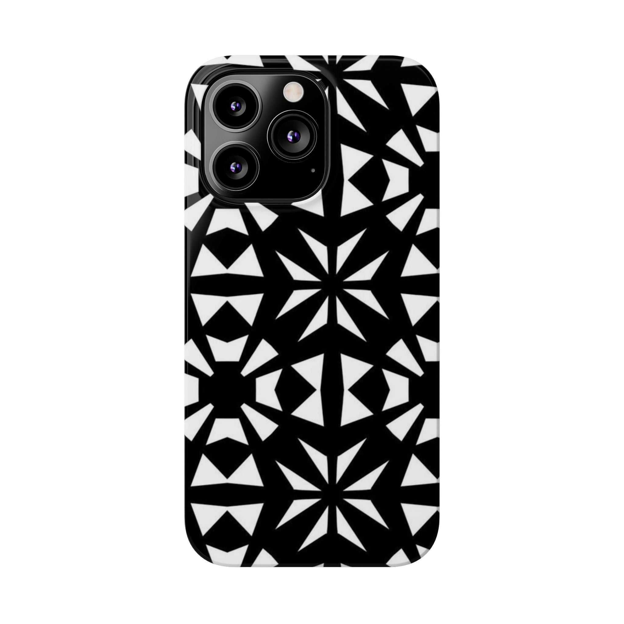 Black & White Geometric Case — Kaleidoscope Star Pattern