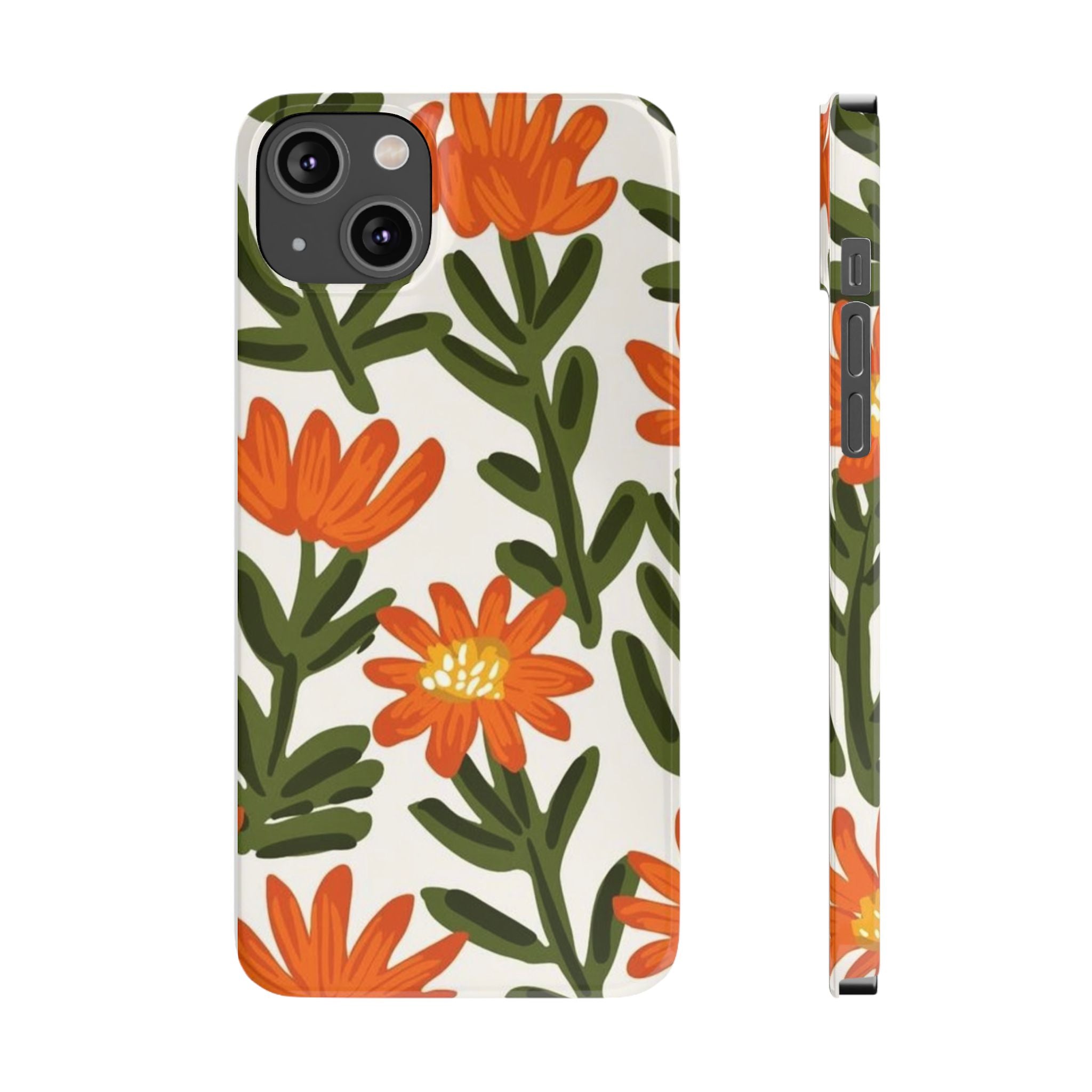 Orange Floral Botanical Pattern Case