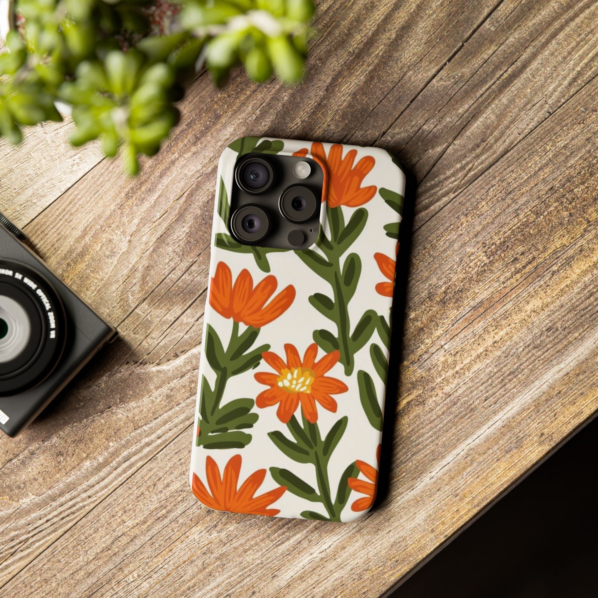 Orange Floral Botanical Pattern Case