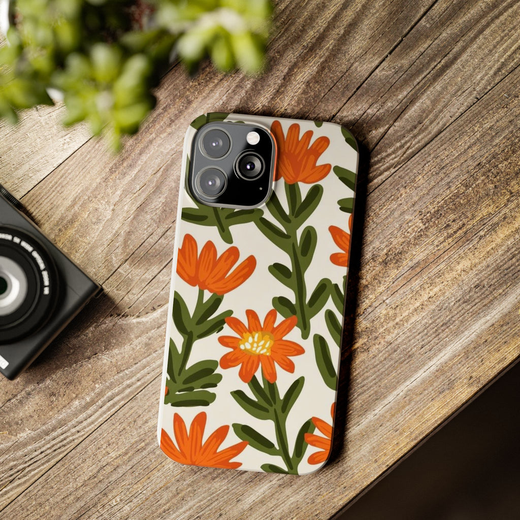 Orange Floral Botanical Pattern Case