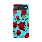 Red Rose Floral on Turquoise Case