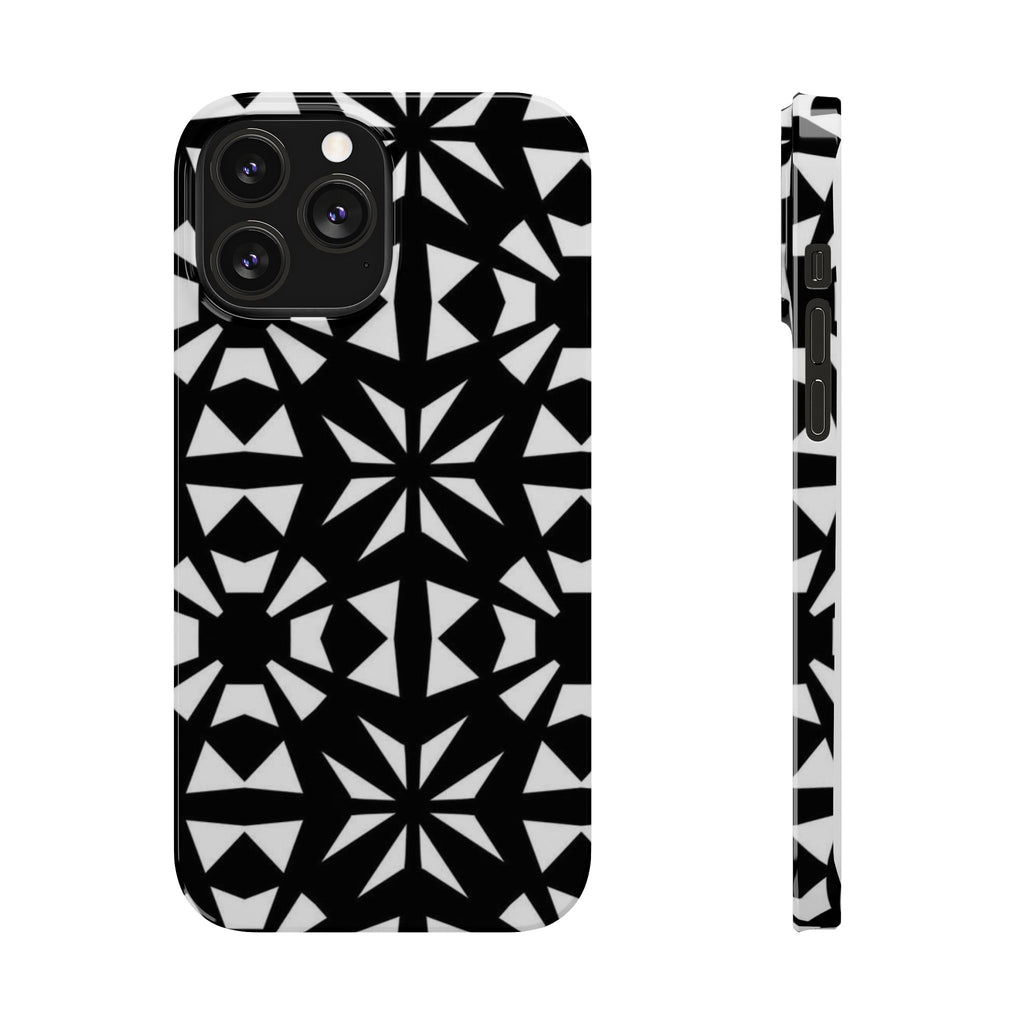 Black & White Geometric Case — Kaleidoscope Star Pattern