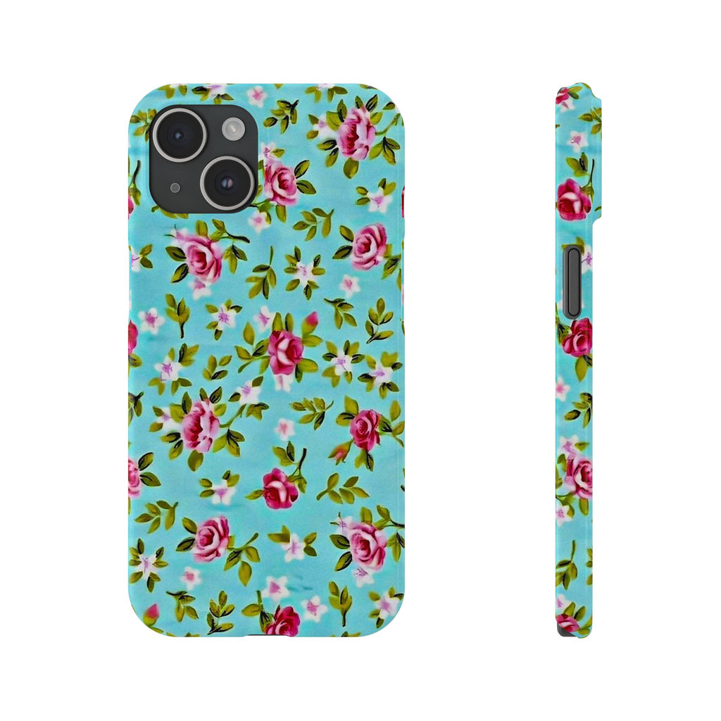 Vintage Pink Roses on Aqua Case