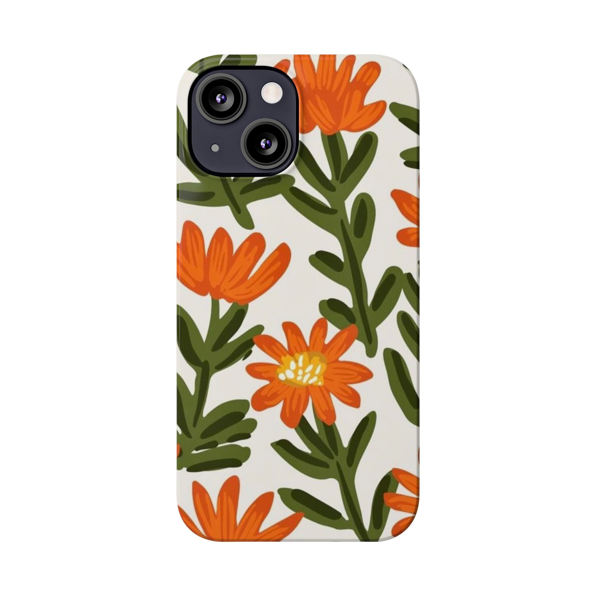 Orange Floral Botanical Pattern Case