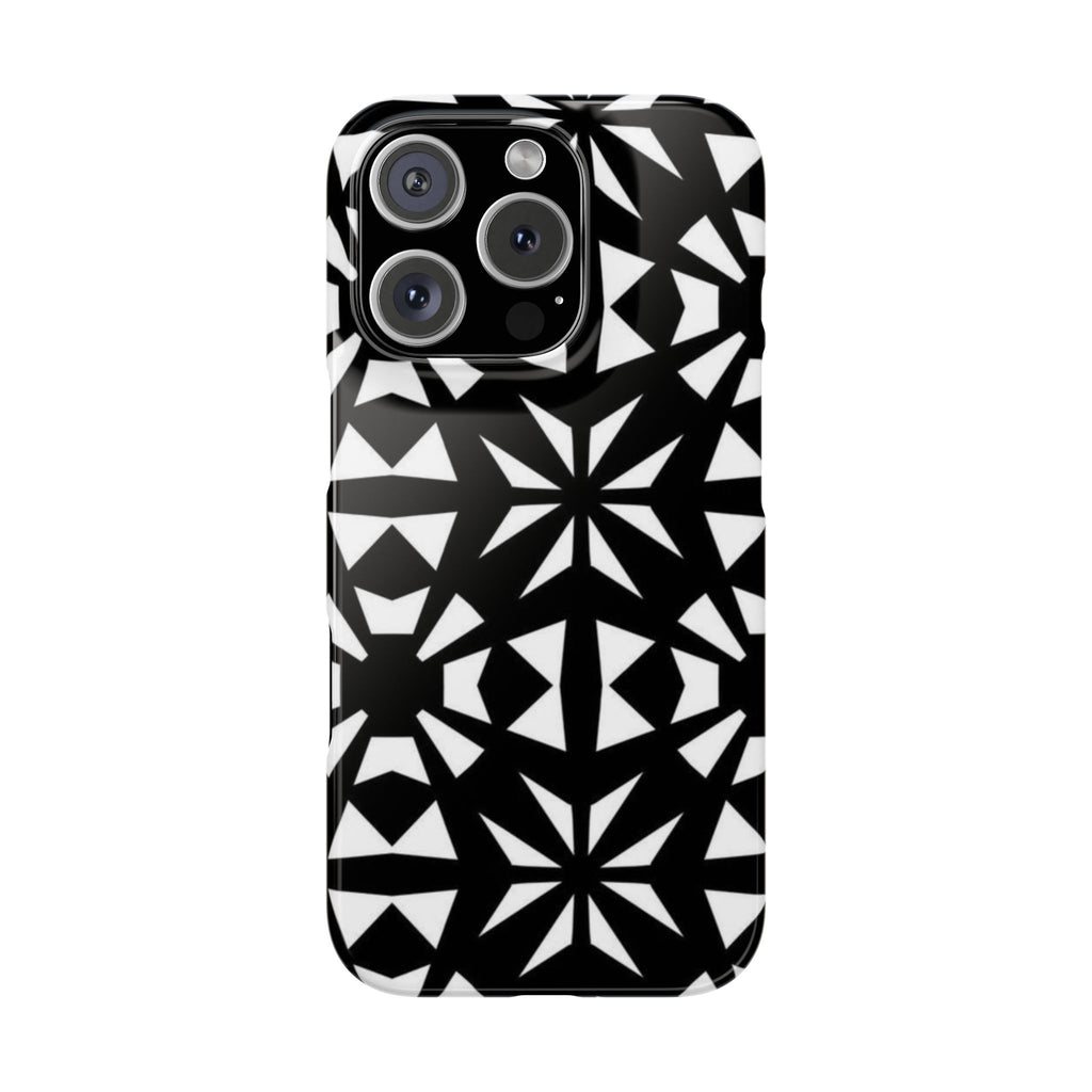 Black & White Geometric Case — Kaleidoscope Star Pattern