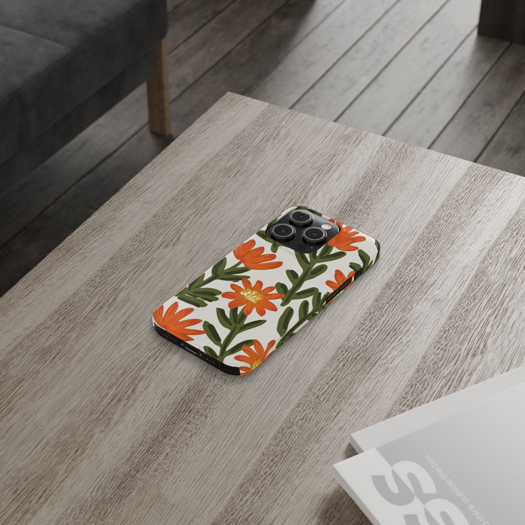 Orange Floral Botanical Pattern Case