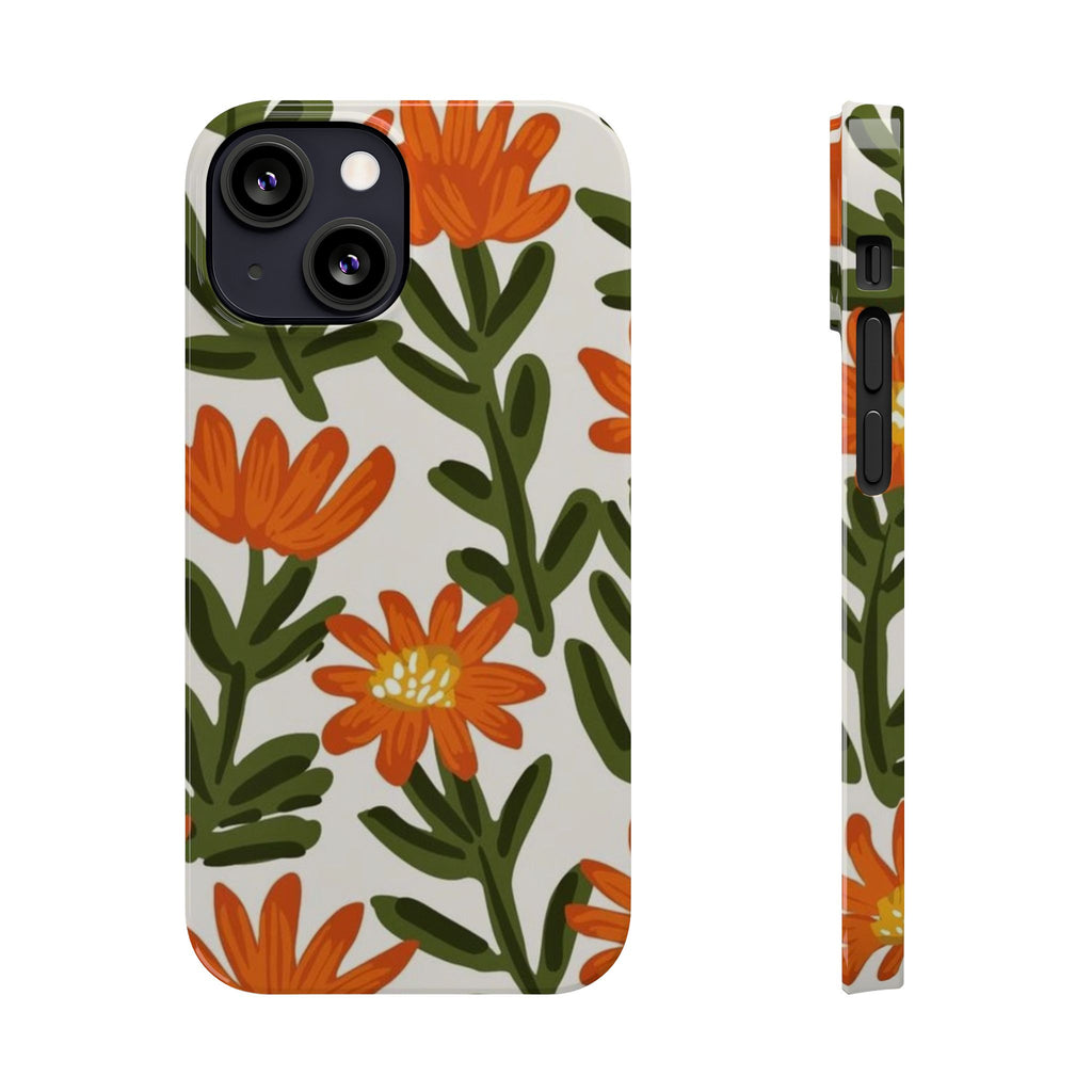 Orange Floral Botanical Pattern Case