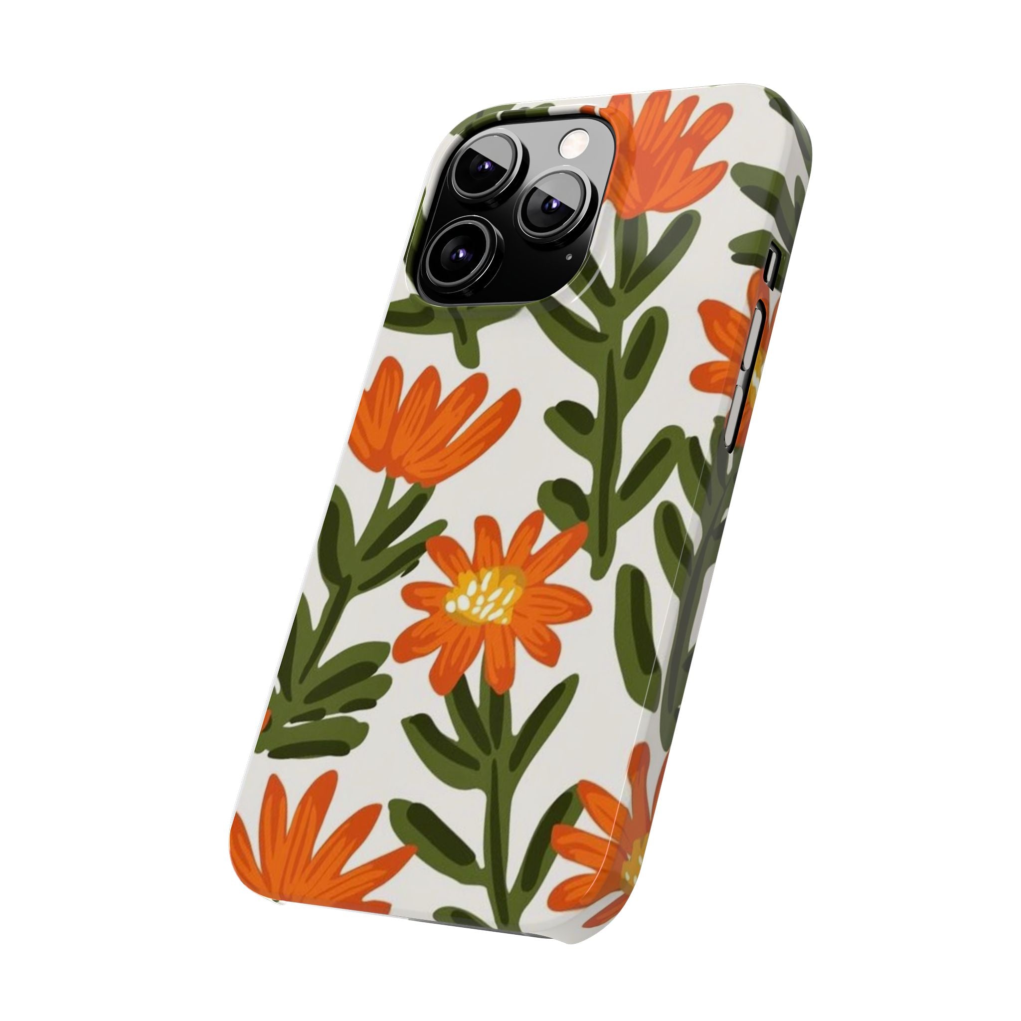 Orange Floral Botanical Pattern Case