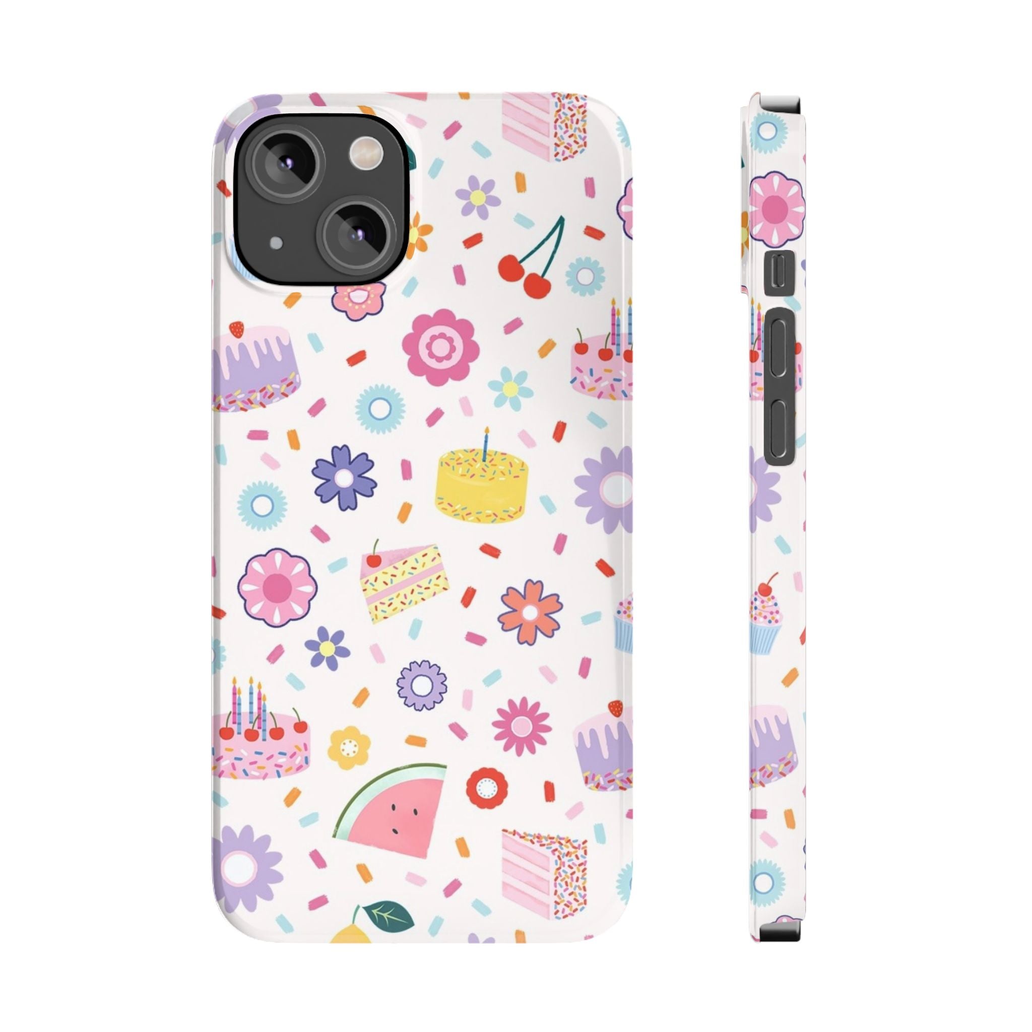 Cute Pastel Birthday Cake & Flowers Pattern