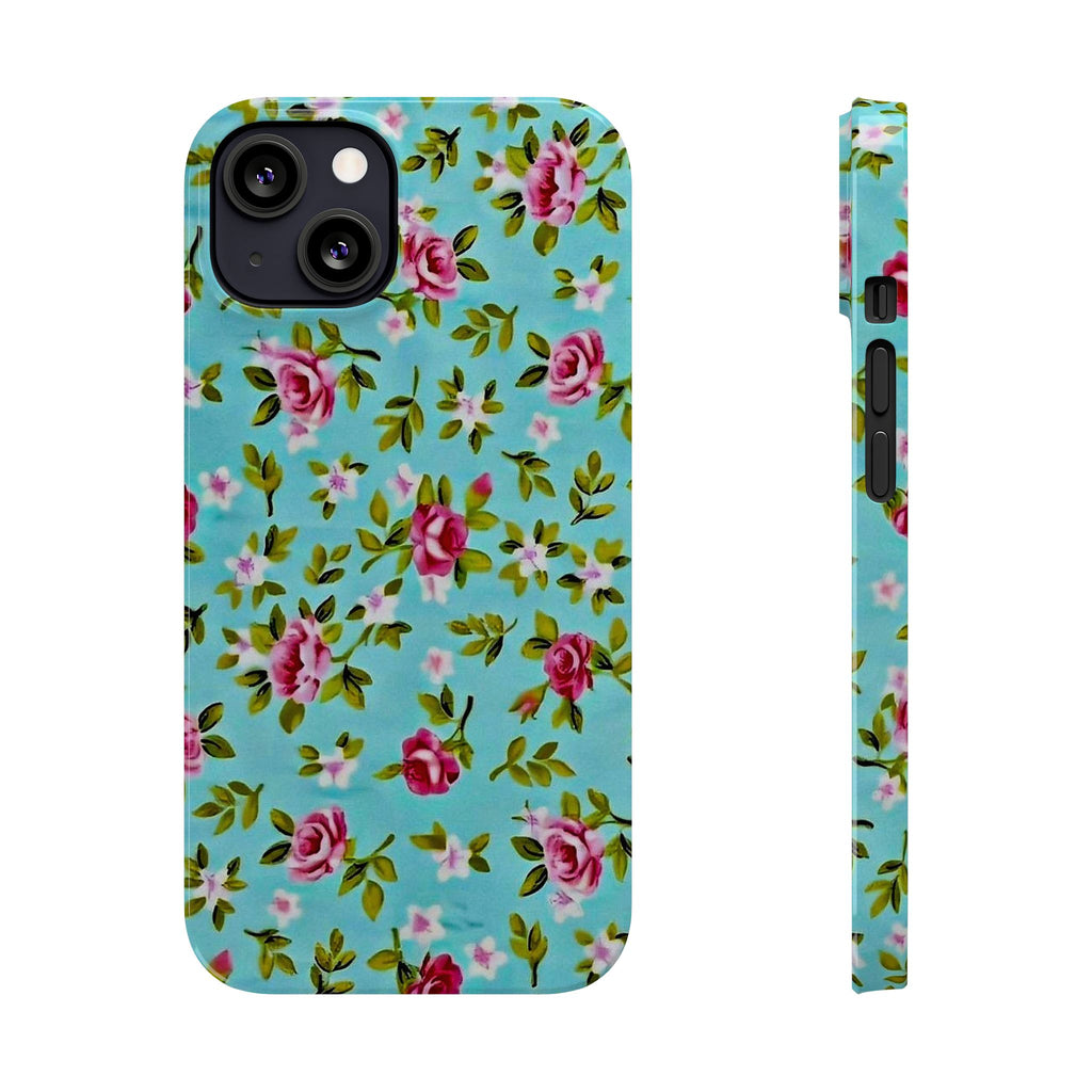 Vintage Pink Roses on Aqua Case